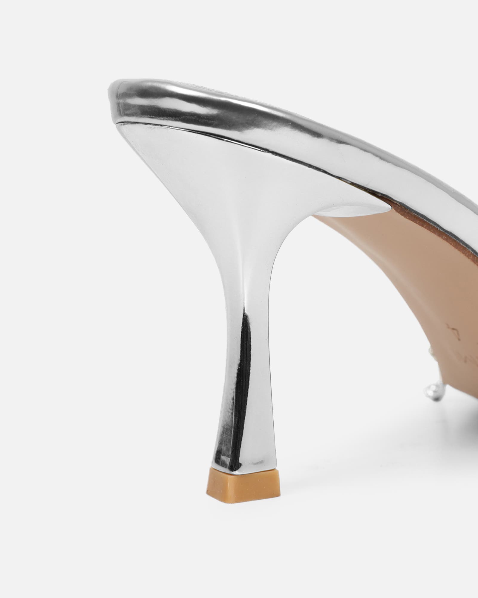 Manux Silver Mirror Diamante Detail Heeled Sandals | SIMMI London