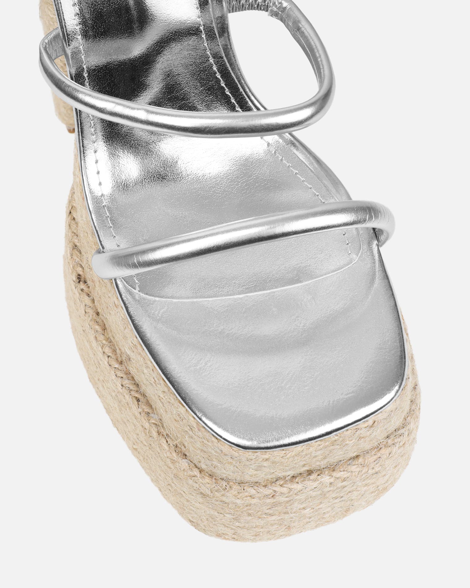 Nadima Silver Metallic Platform Espadrille Sandals | SIMMI London