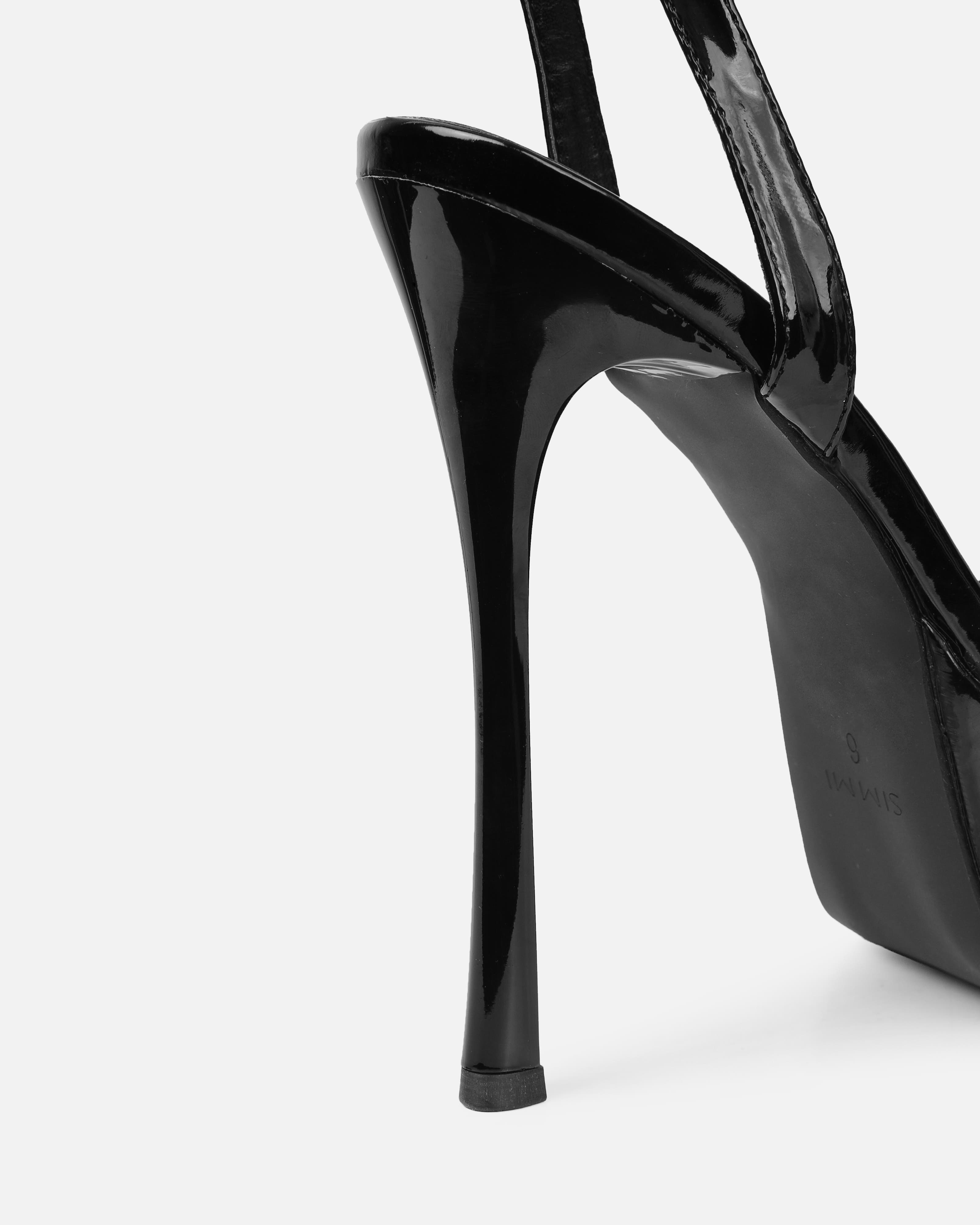 Nalai Black Patent Platform Heeled Sandals | SIMMI London