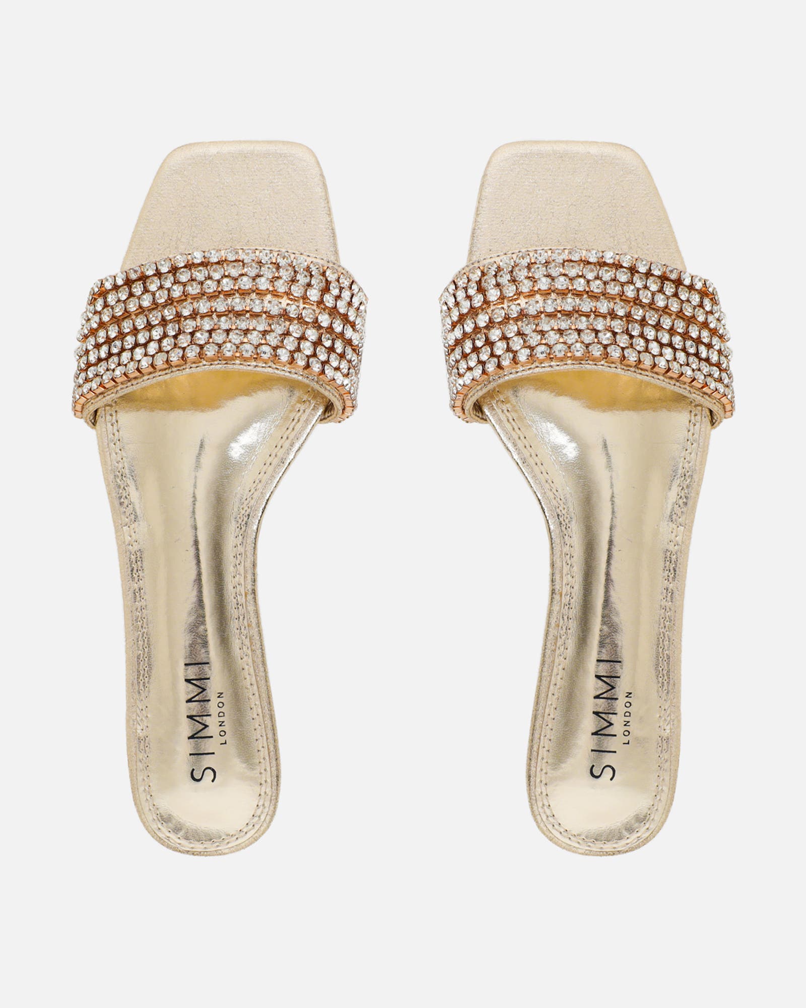 Pearla Cracked Gold Diamante Flats | SIMMI London
