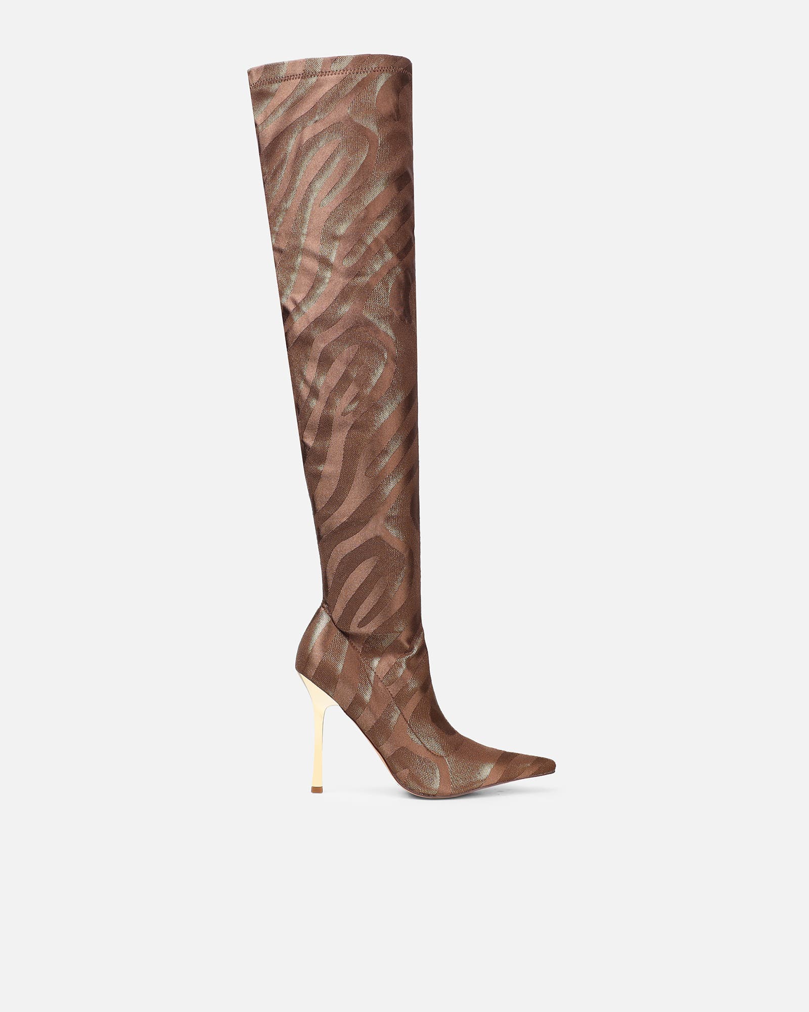 Lester brown printed stiletto over the knee boots | SIMMI London