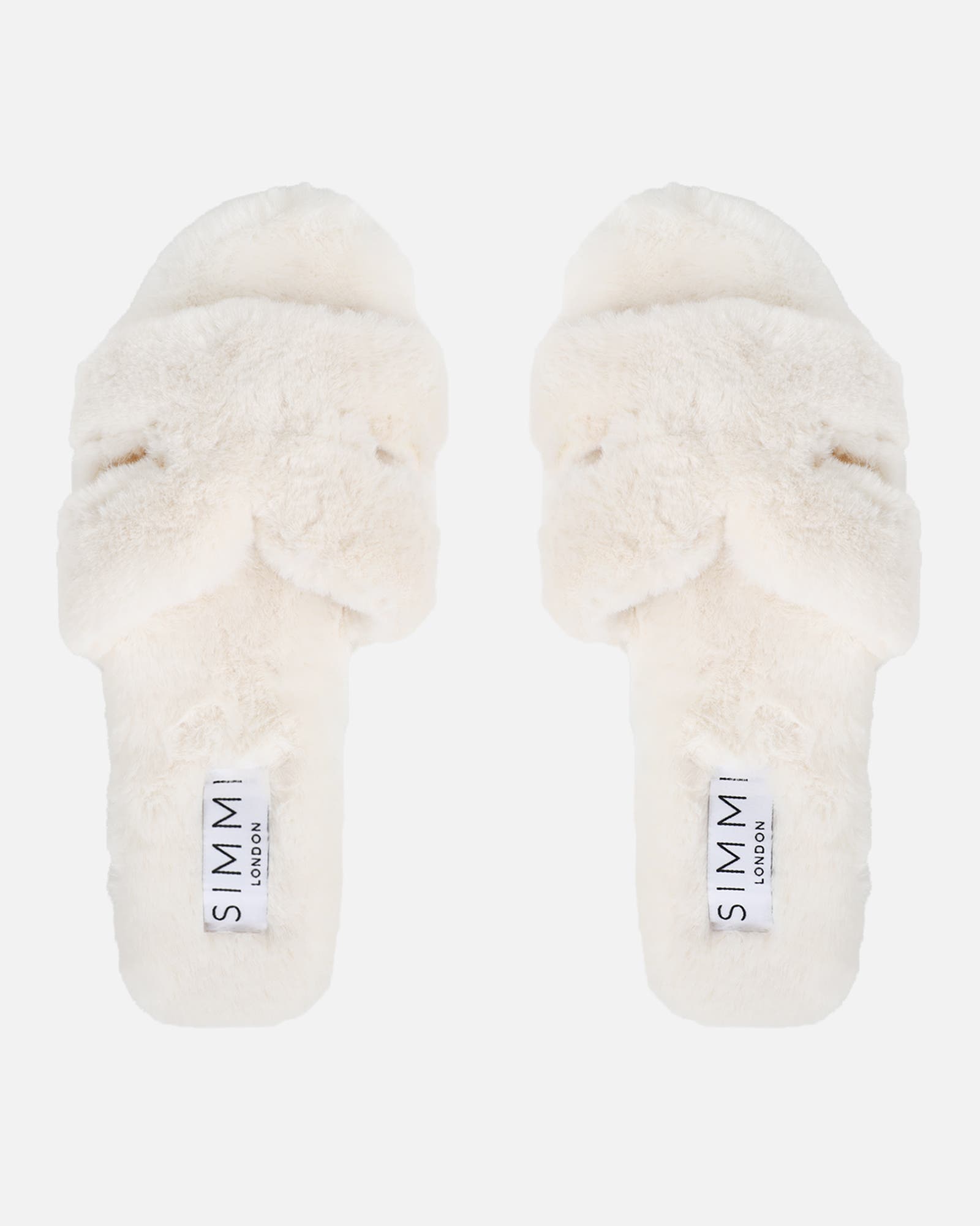 Polaris Cream Faux Fur Slippers | SIMMI London