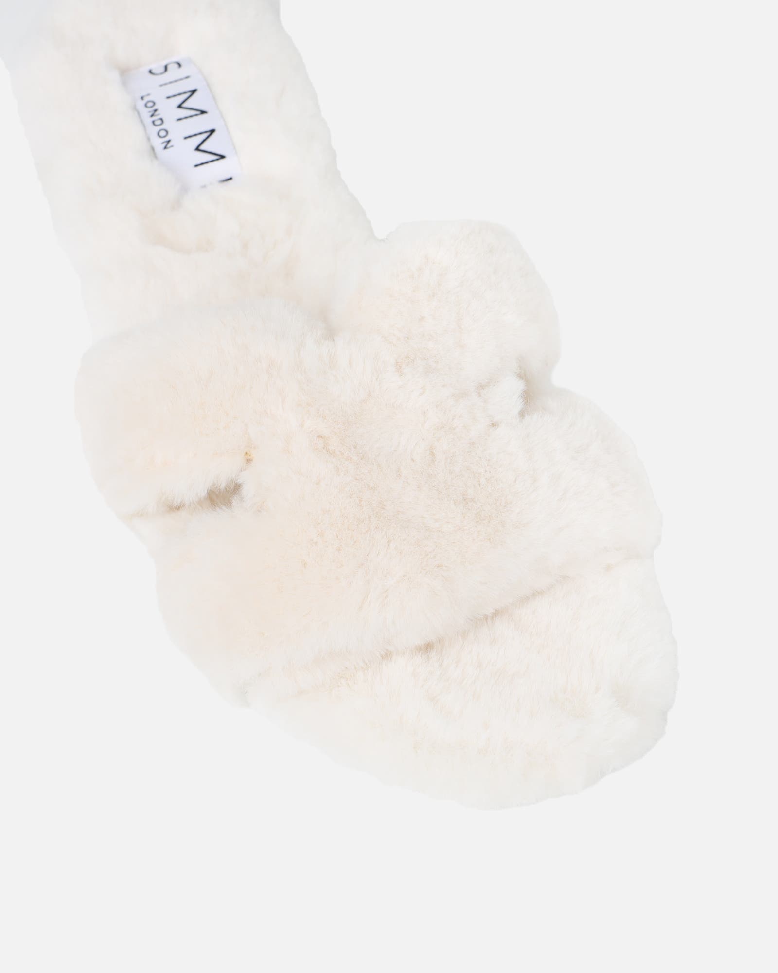 Polaris Cream Faux Fur Slippers | SIMMI London