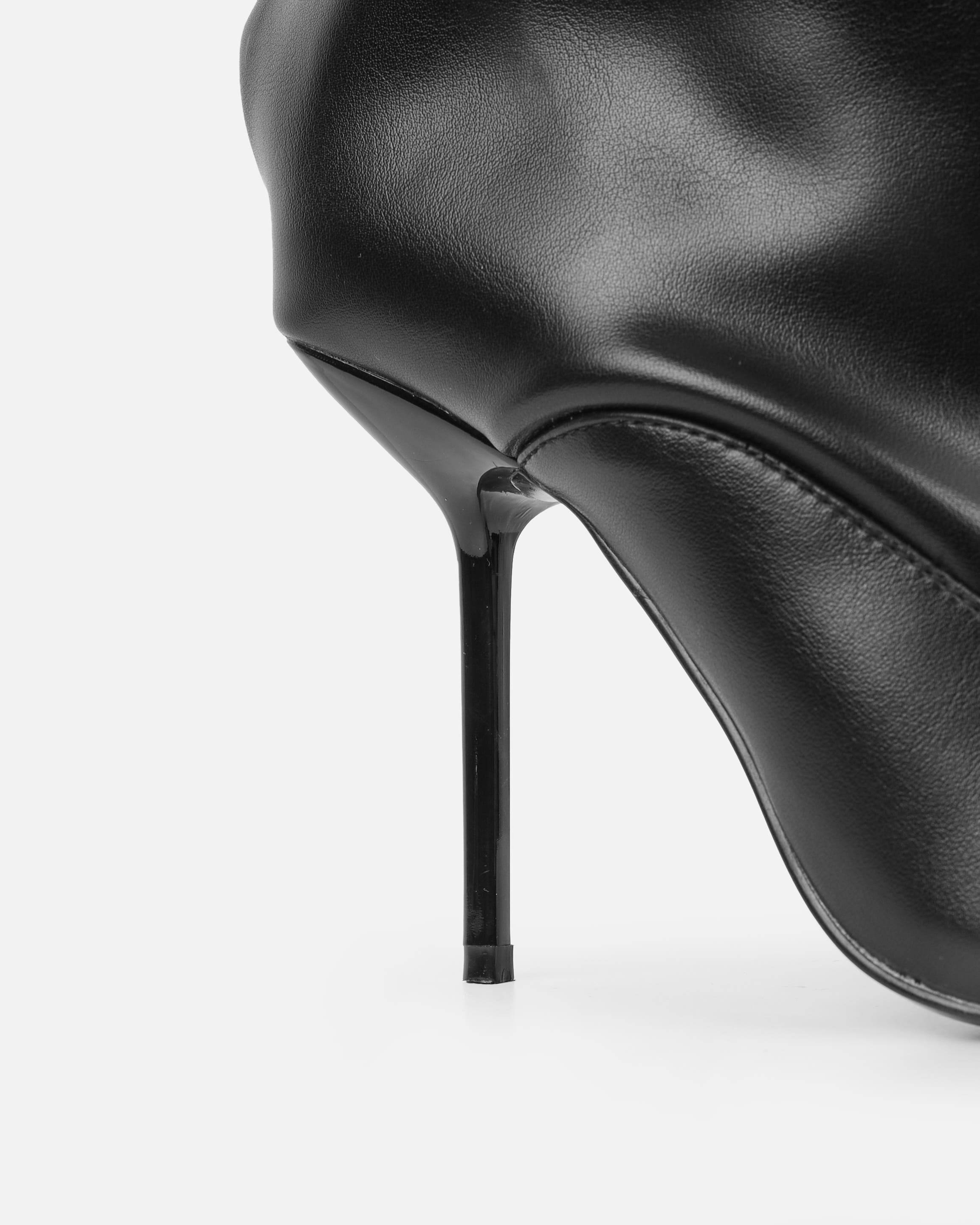 Rami Black Ruched Stiletto Knee High Boots | SIMMI London