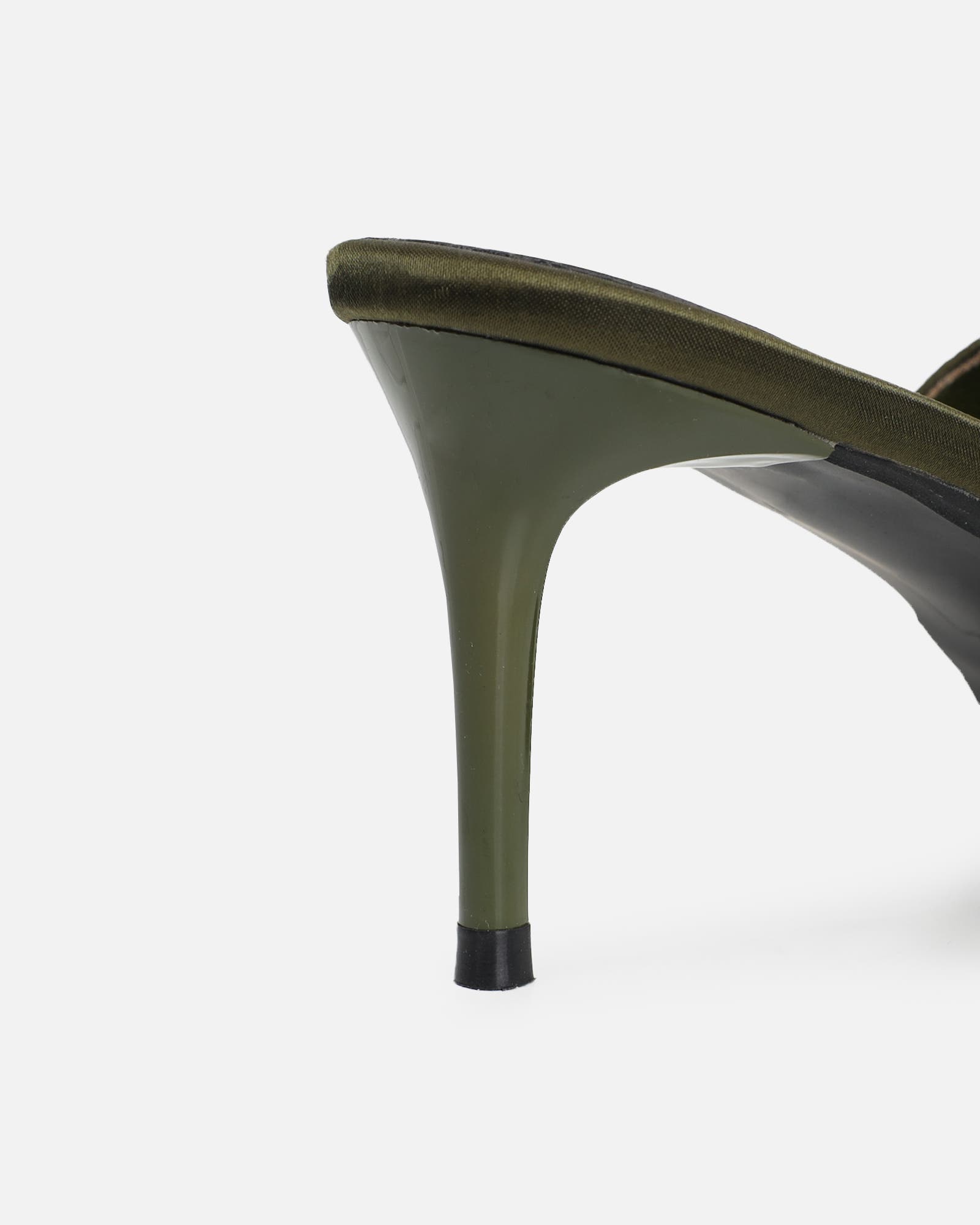 Sonika Khaki Satin Strappy Slingback Court Shoes | SIMMI London