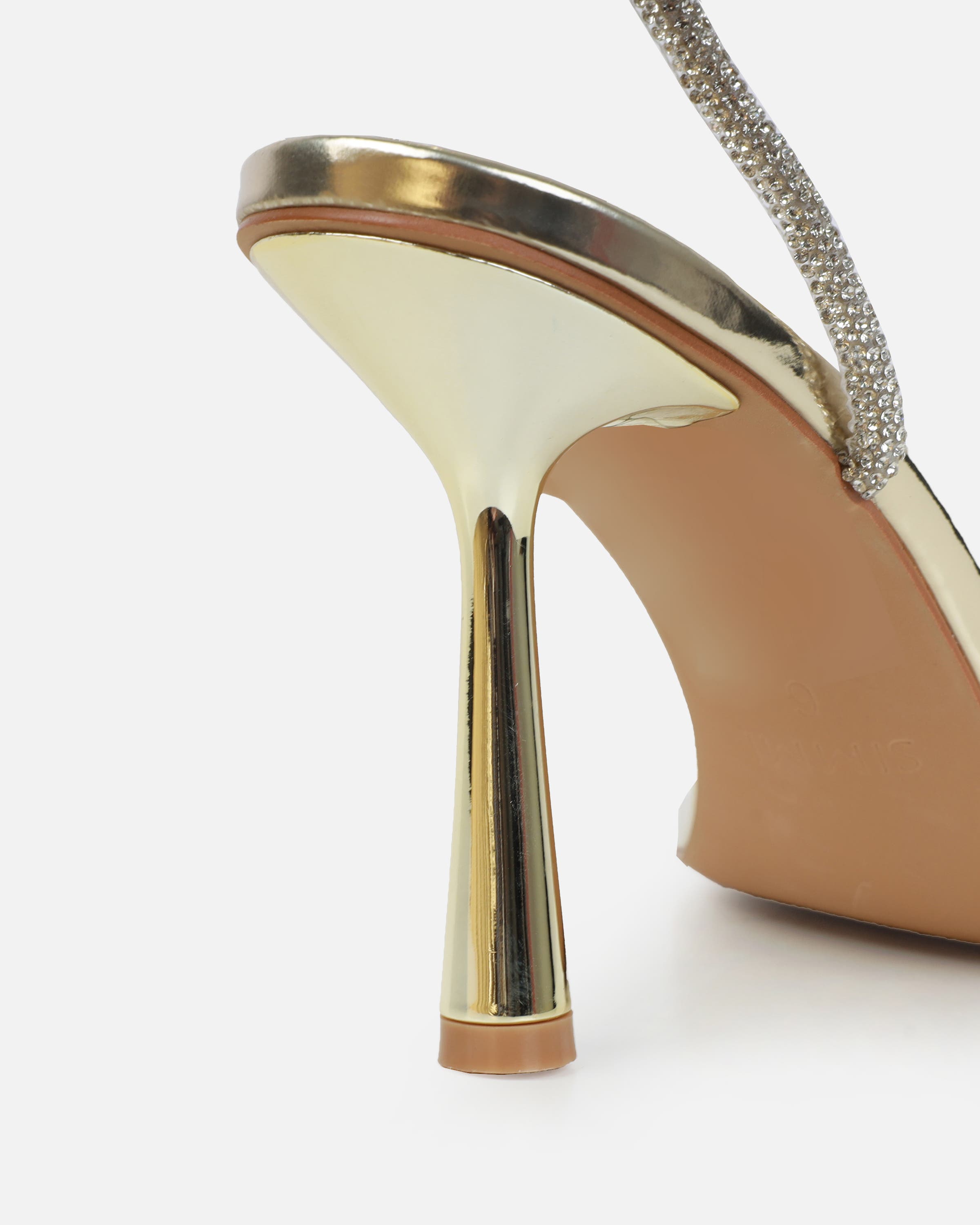 Mollie Gold Mirror Diamante Heeled Sandals | SIMMI London