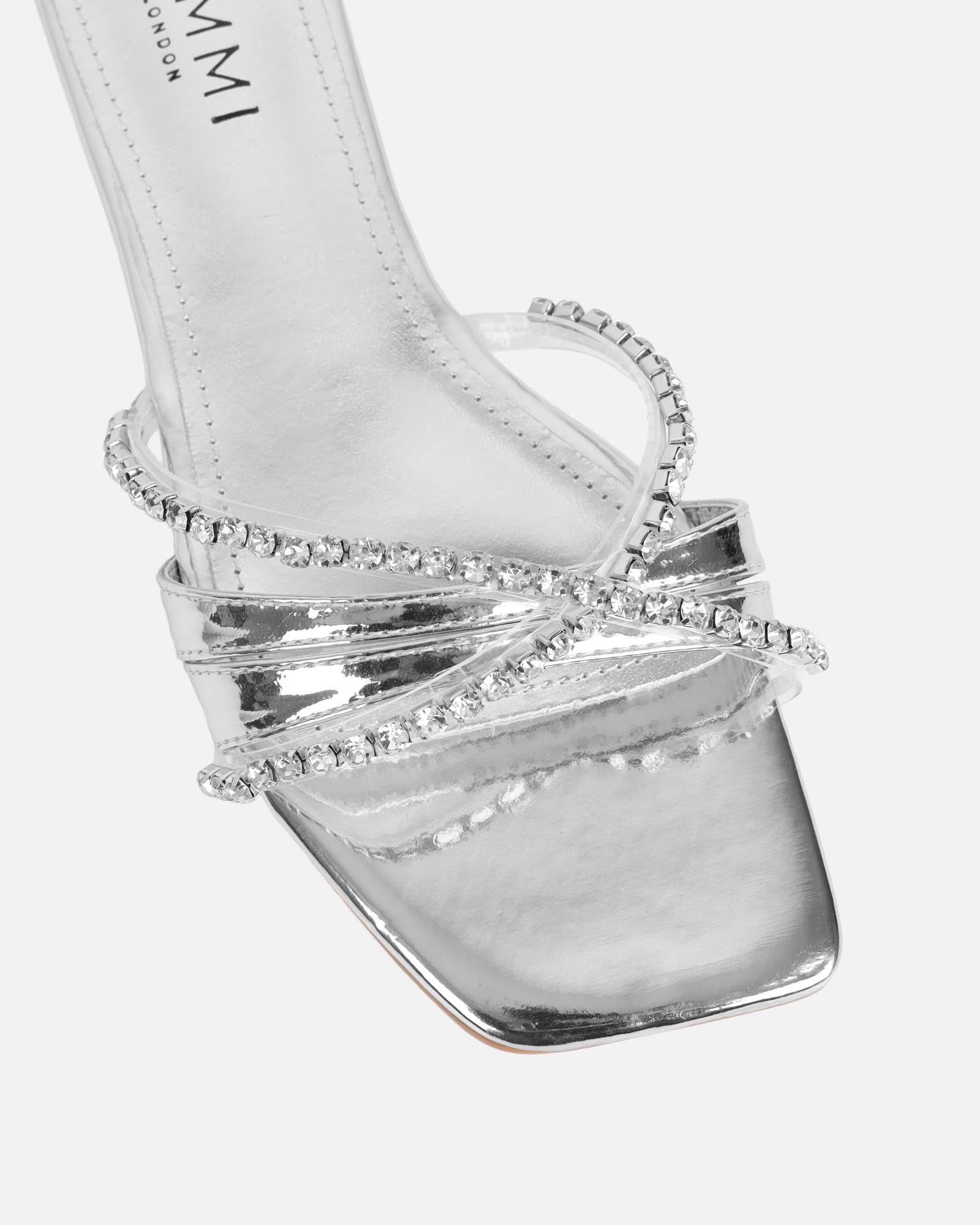 Astana Silver Mirror Diamante Flat Sandals | SIMMI London