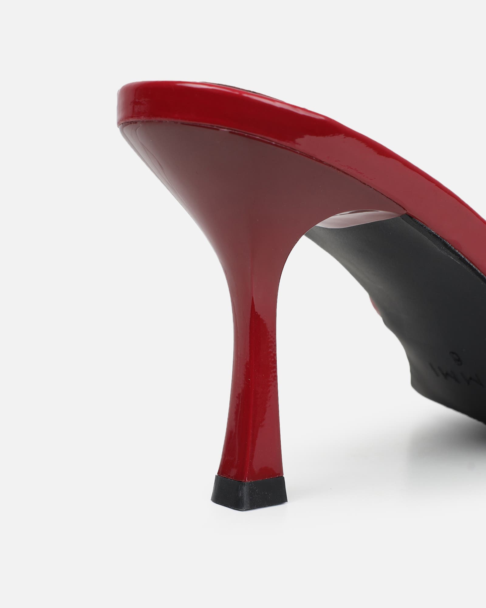 Shadee Dark Red Patent Mid Heeled Sandals | SIMMI London