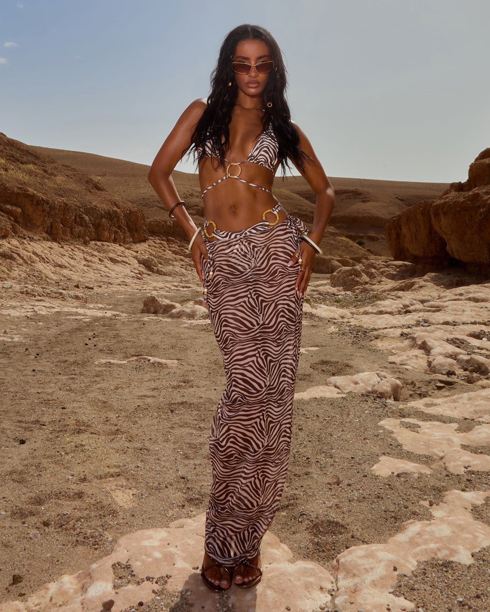 Miss Selfridge ruffle aysm hem cami top in snake print - part of a set Miss Selfridge ruffle aysm hem cami top in snake print - part of a set