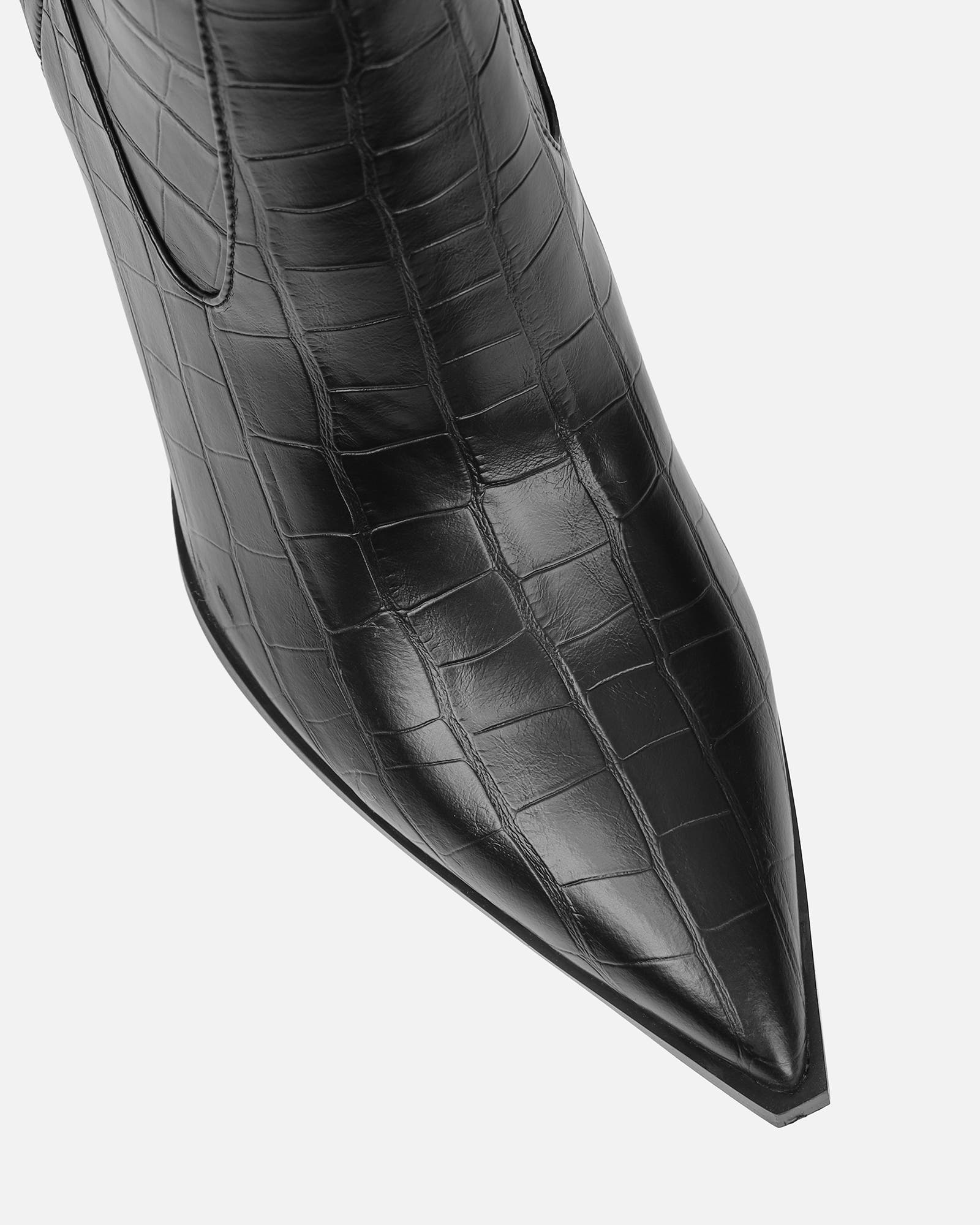 Stapleton Black Croc Effect Western Boots | SIMMI London