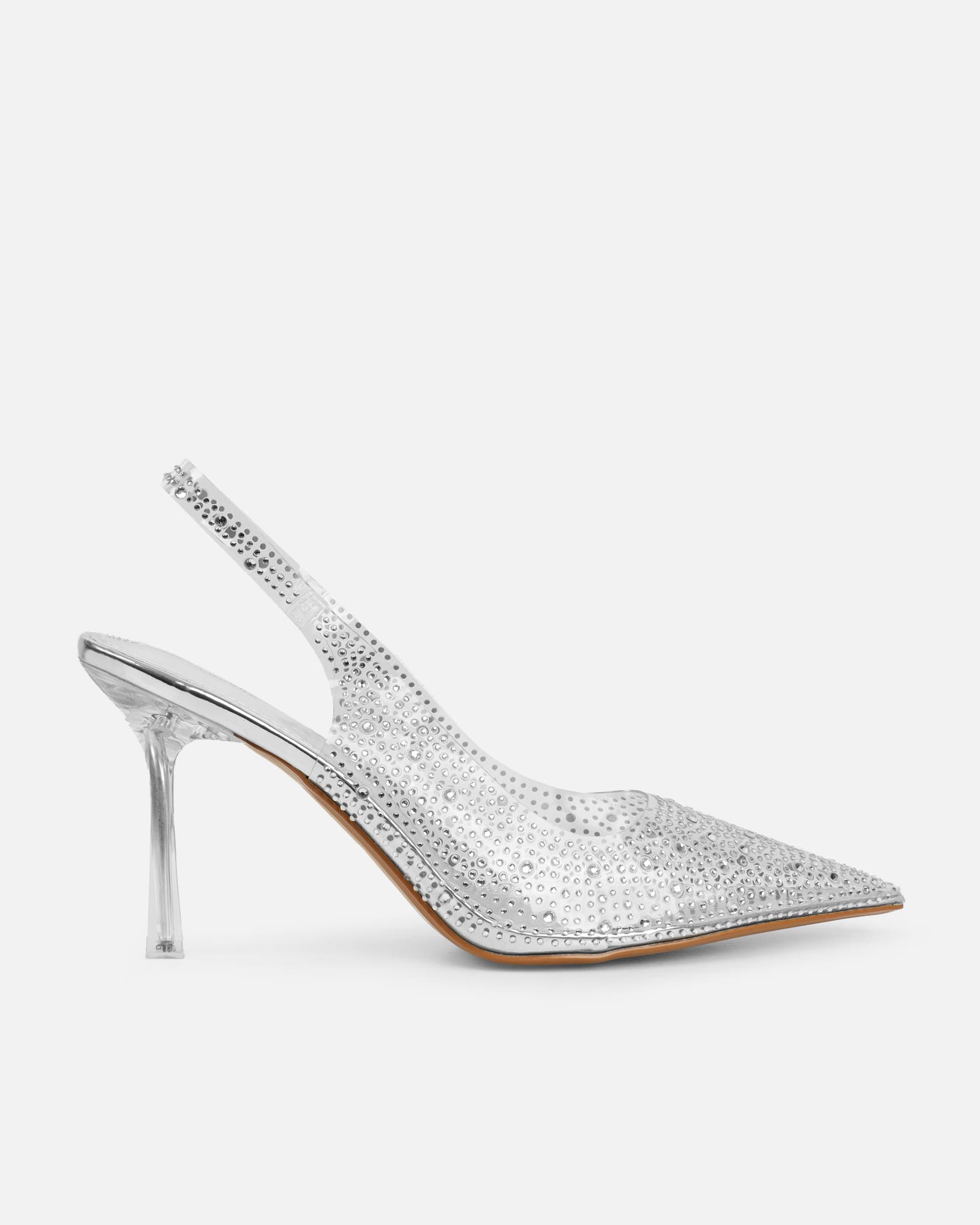 Tahoe Clear Diamante Silver Mirror Sandals | SIMMI London