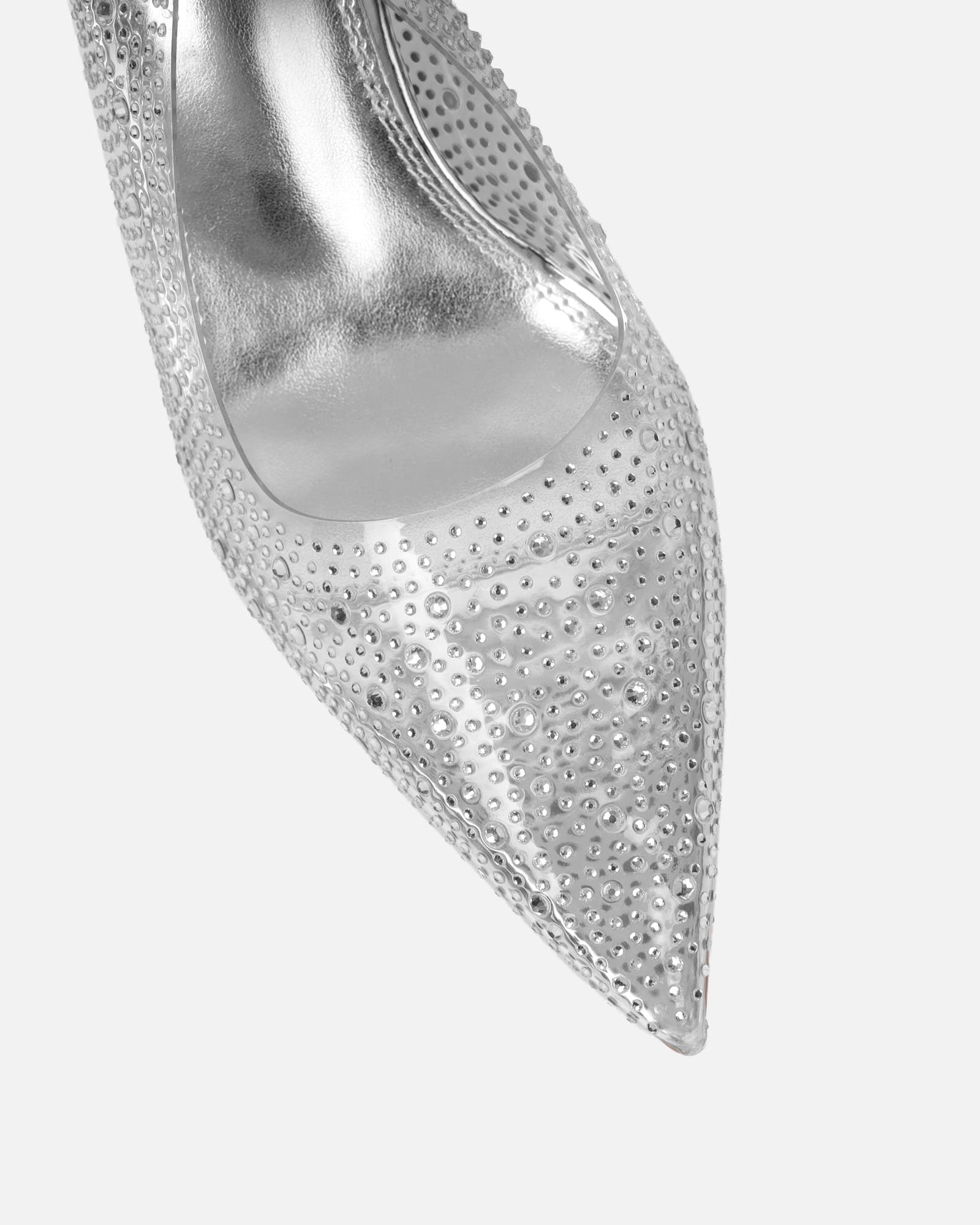 Tahoe Clear Diamante Silver Mirror Sandals | SIMMI London