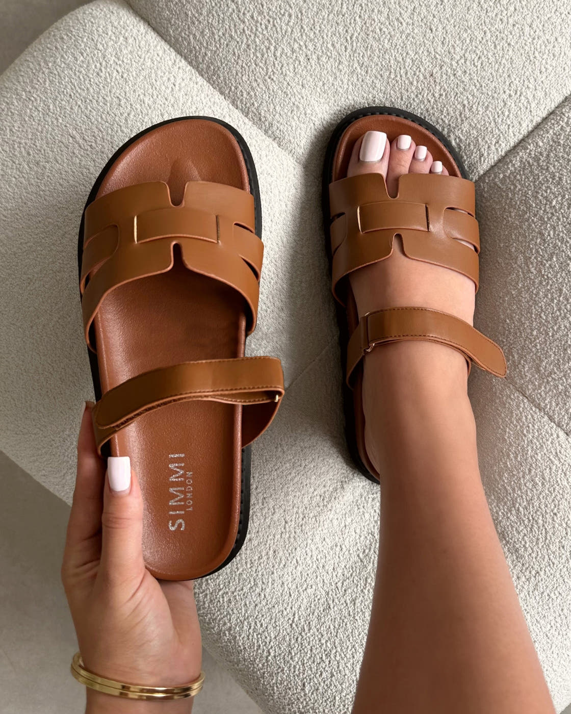Adelle Tan Chunky Footbed Slides | SIMMI London