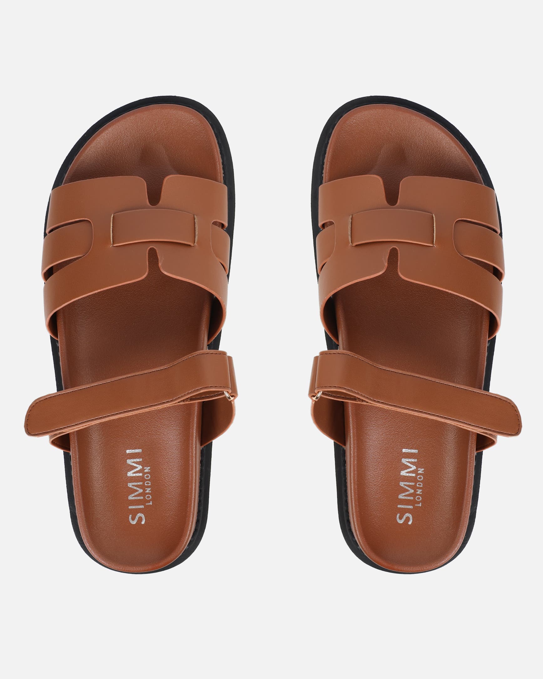 Adelle Tan Chunky Footbed Slides | SIMMI London