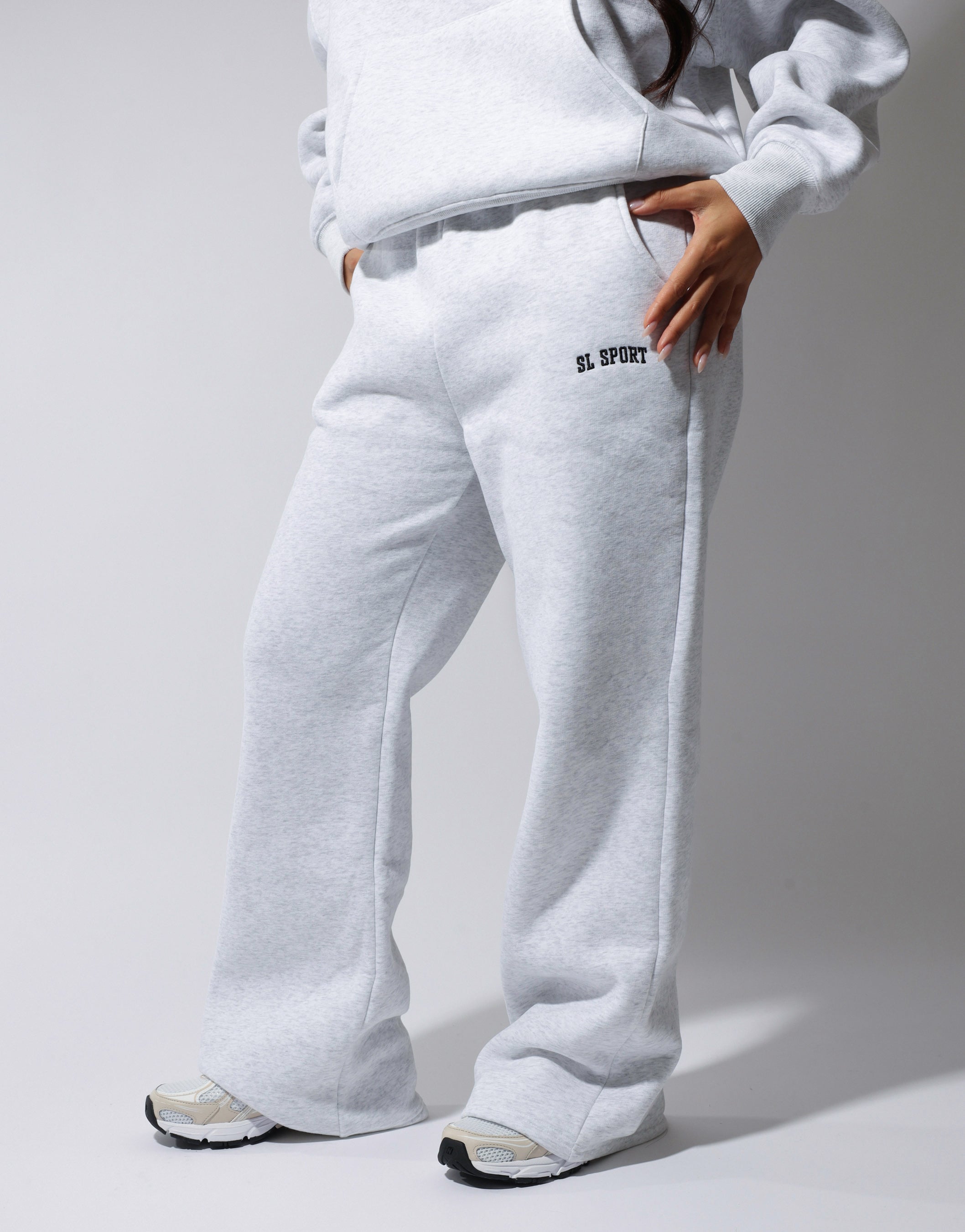 Sl Sport Flared Joggers in pebble grey | SIMMI London