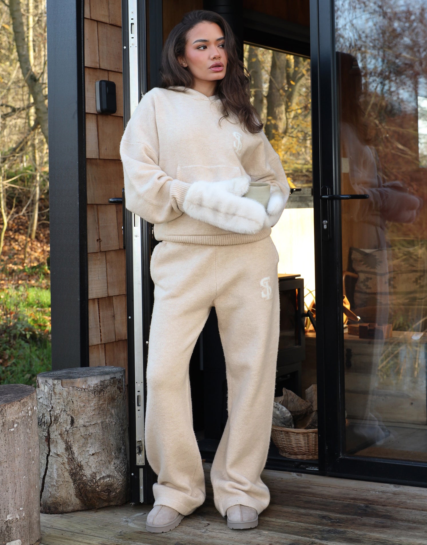 Mari knitted hoodie in cream | SIMMI London