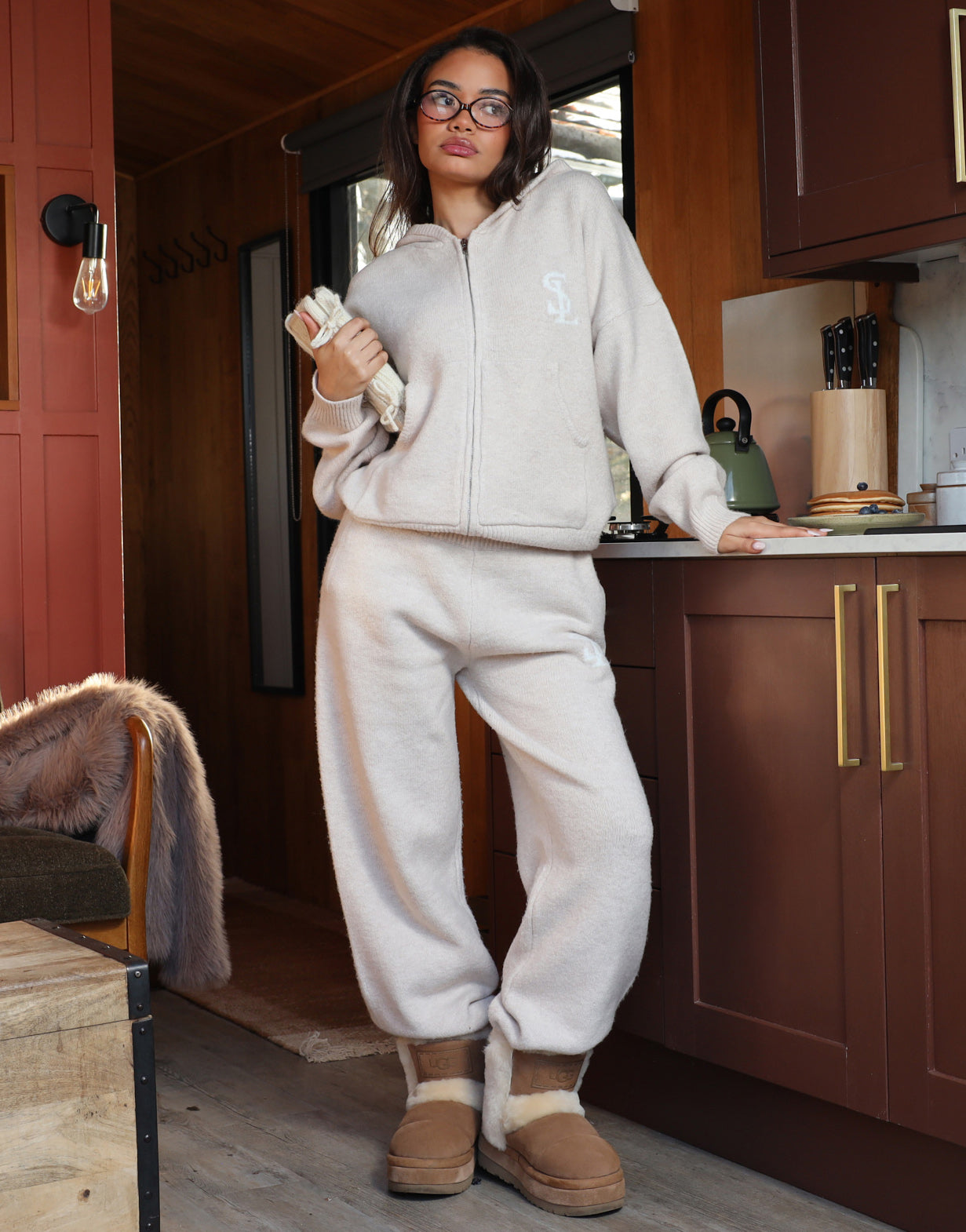 Romy Simmi Studios Chunky Knit Hoodie In Cream | SIMMI London