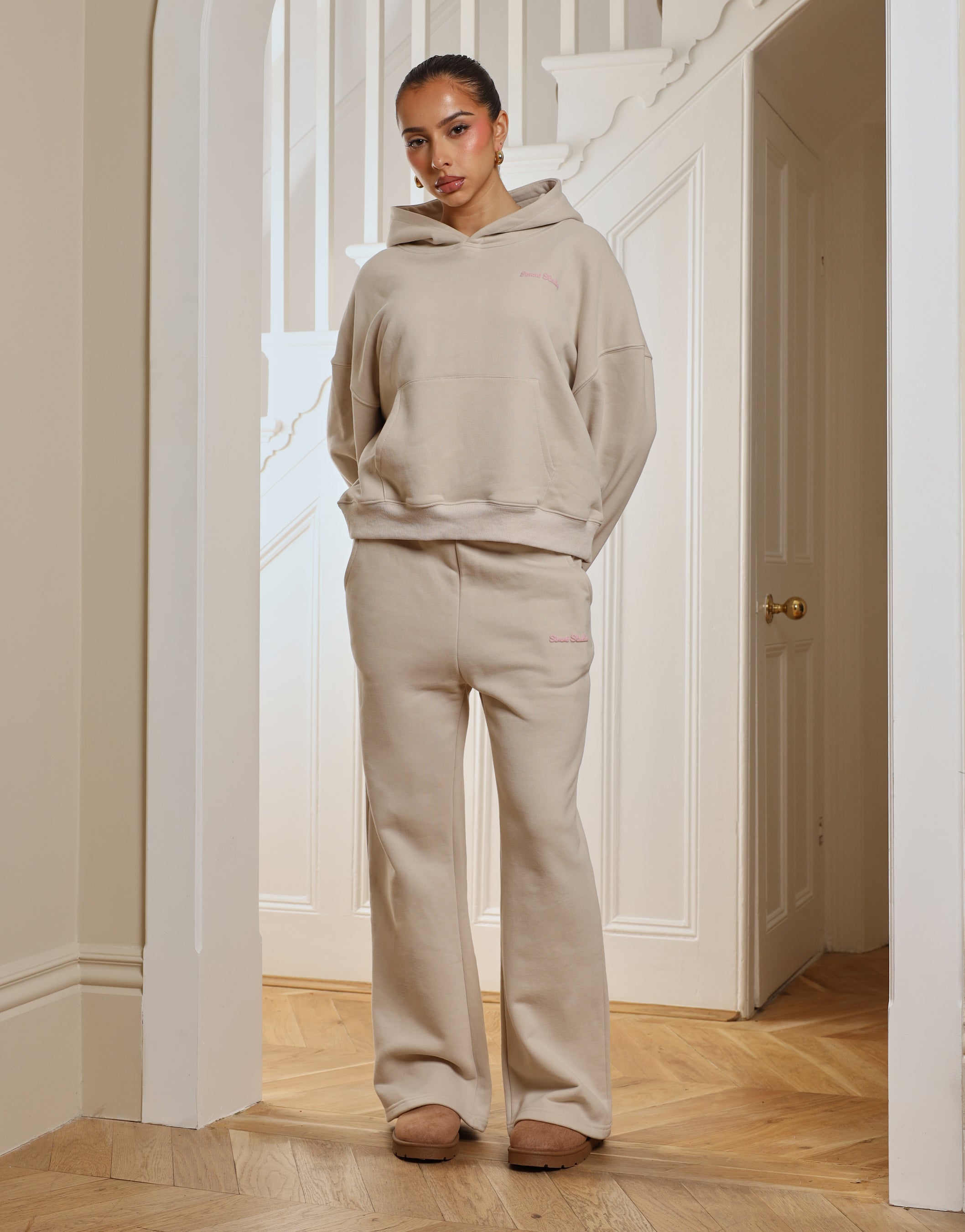 Milan Simmi Studios Bubble Print Joggers In Beige | SIMMI London