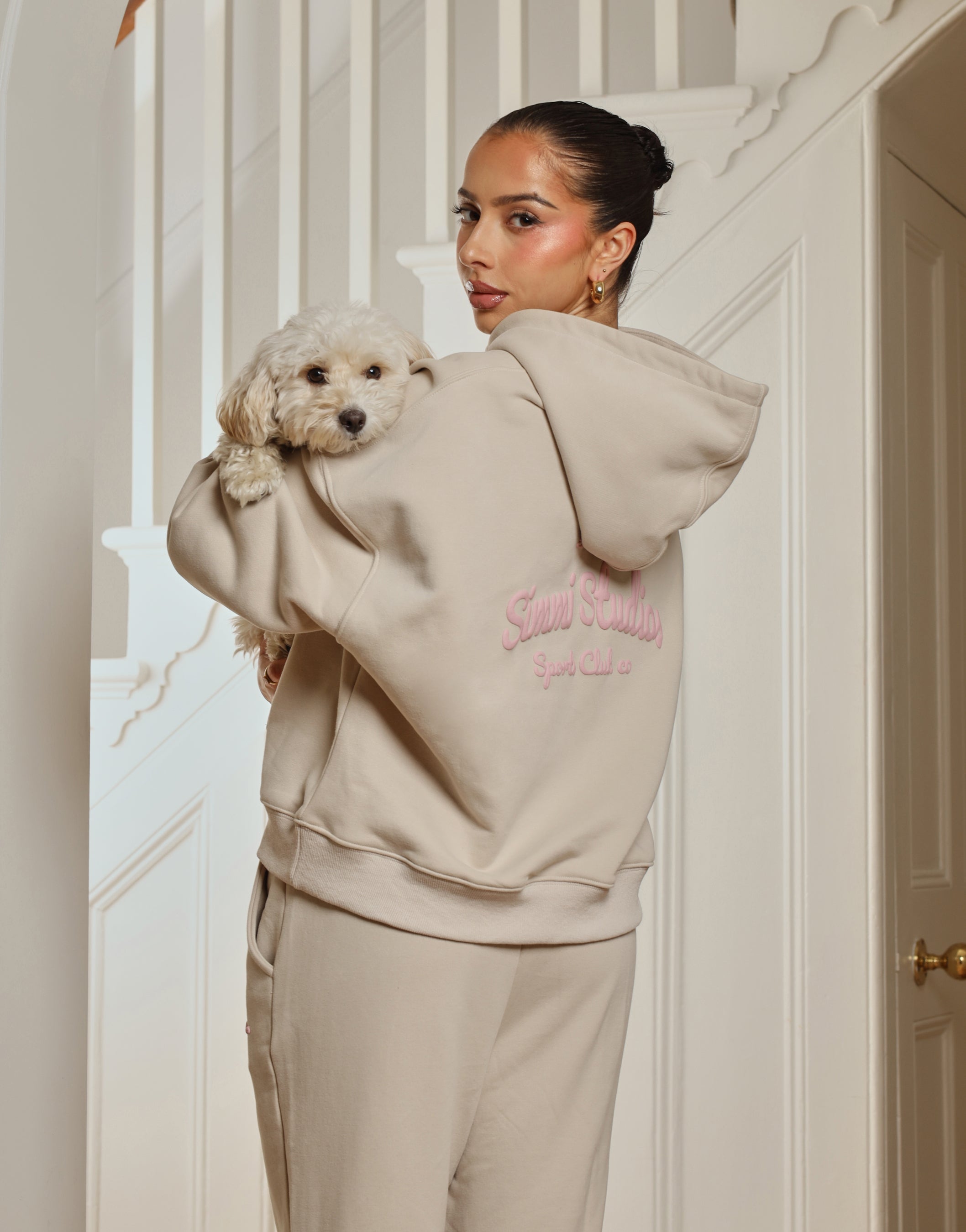 Marilyn Simmi Studios Bubble Print Hoodie In Beige | SIMMI London