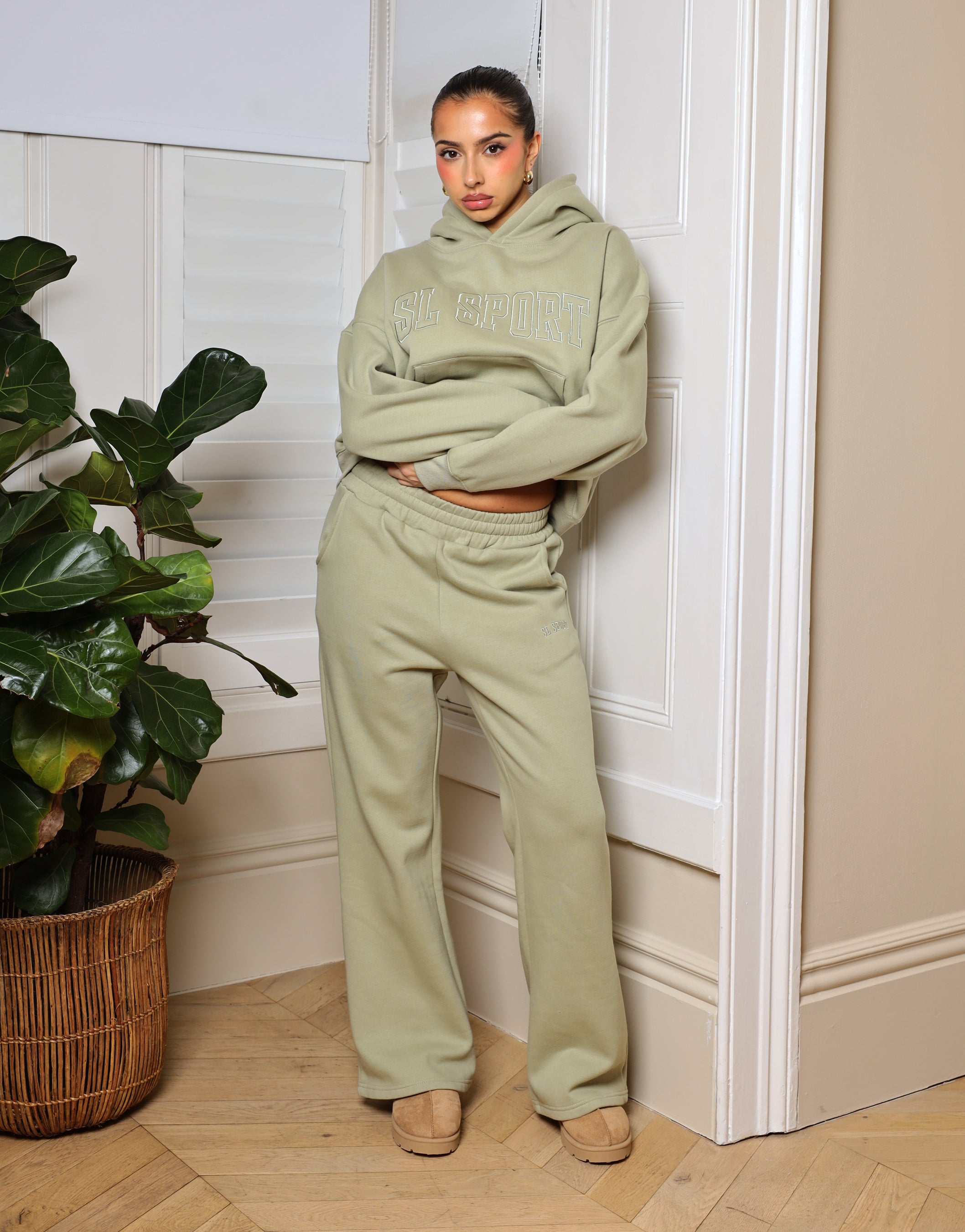 Myla Simmi Studios SL Sport Flared Joggers In Sage | SIMMI London