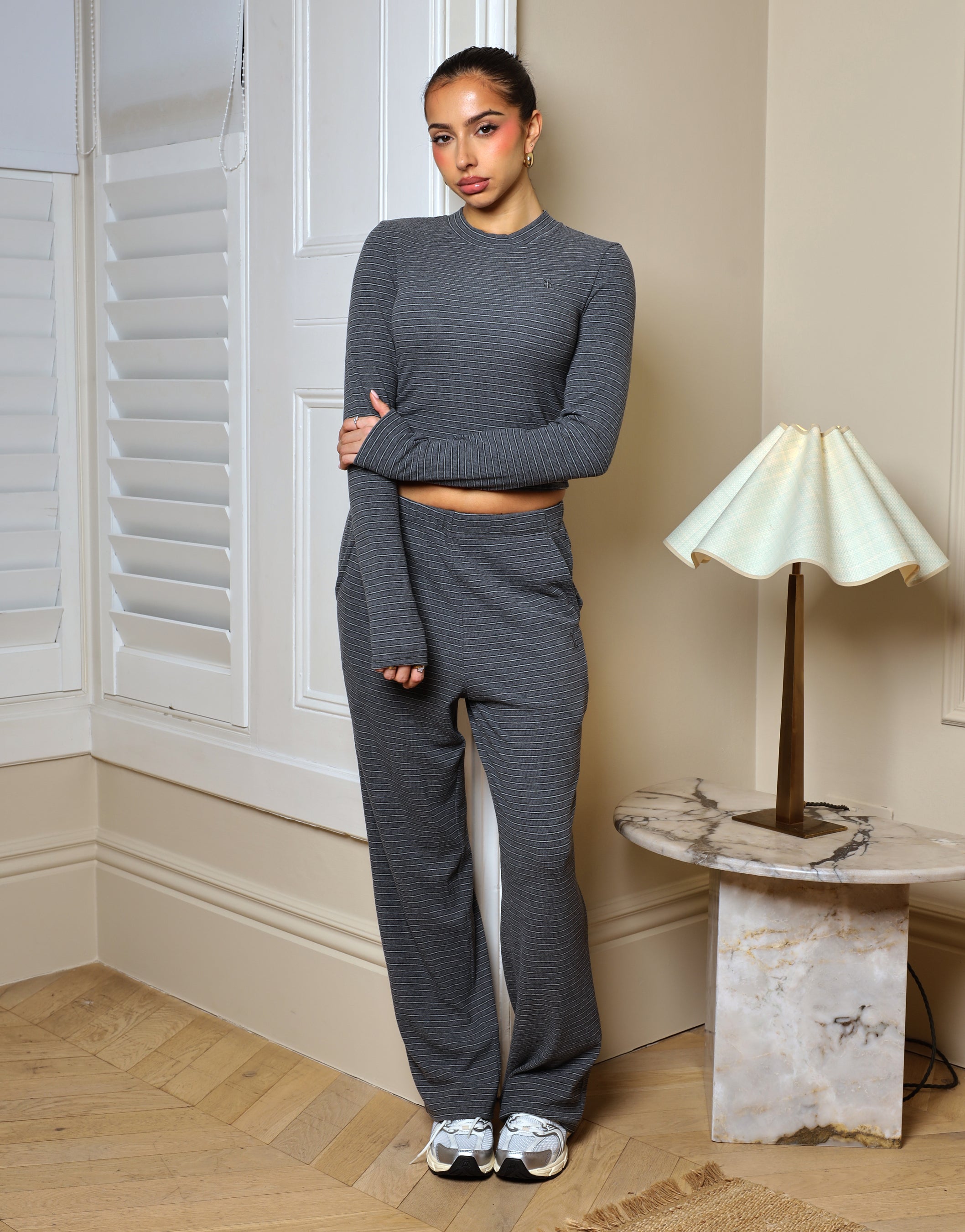 Mila Simmi Studios Soft Stripe Trouser In Dark Grey | SIMMI London