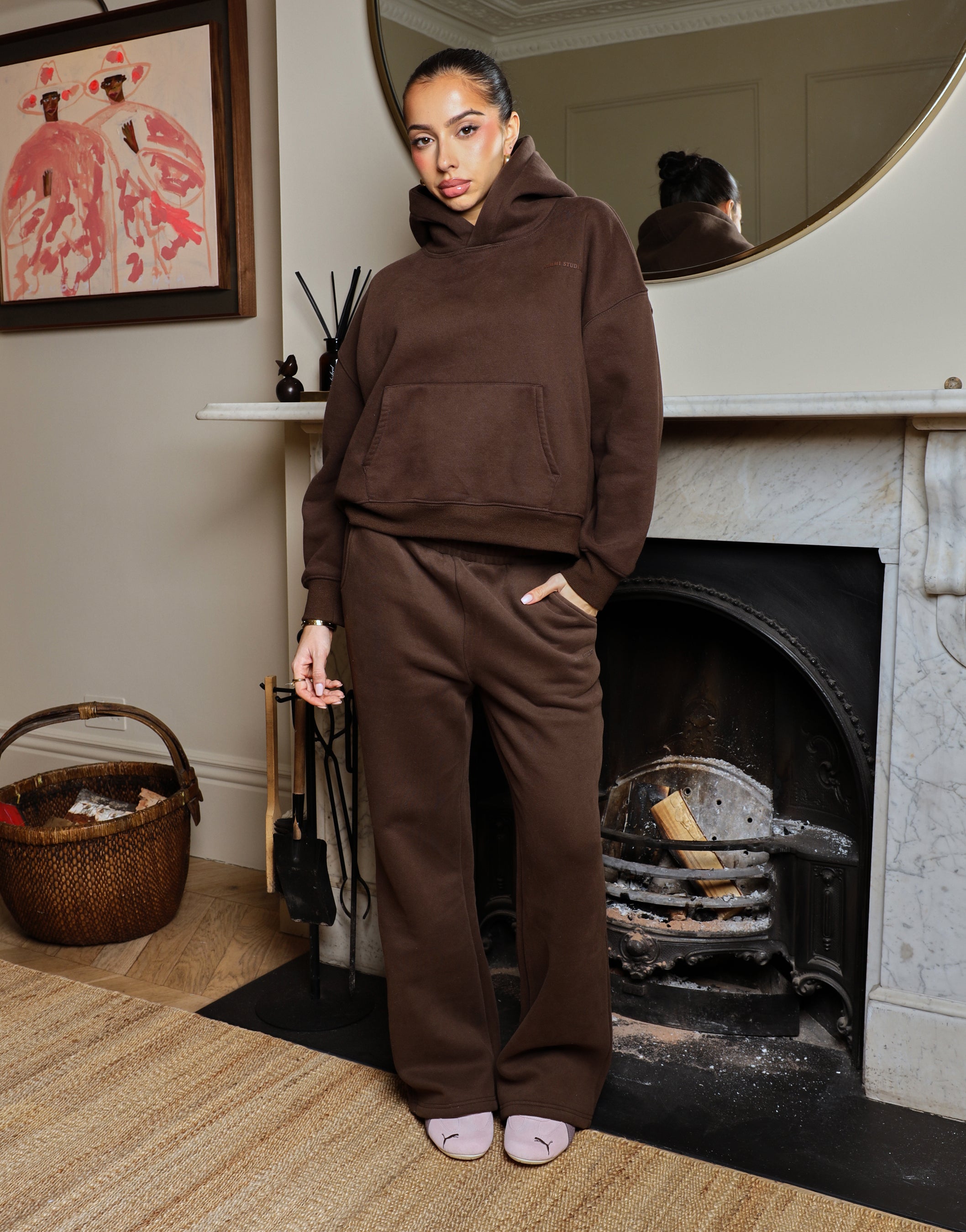 Colby Simmi Studios Essentials Flared Joggers in Brown | SIMMI London