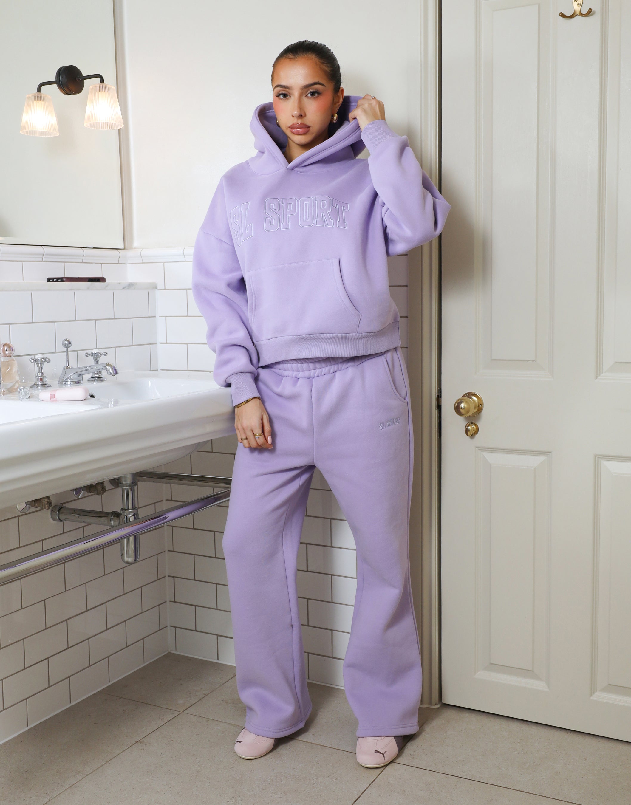 Myla Simmi Studios SL Sport Flared Joggers in Lilac | SIMMI London