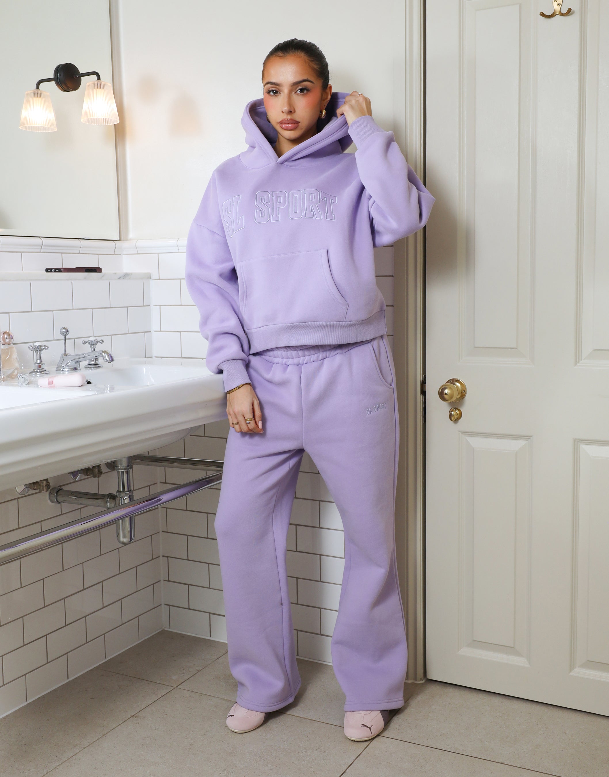 Myla Simmi Studios SL Sport Flared Joggers in Lilac | SIMMI London