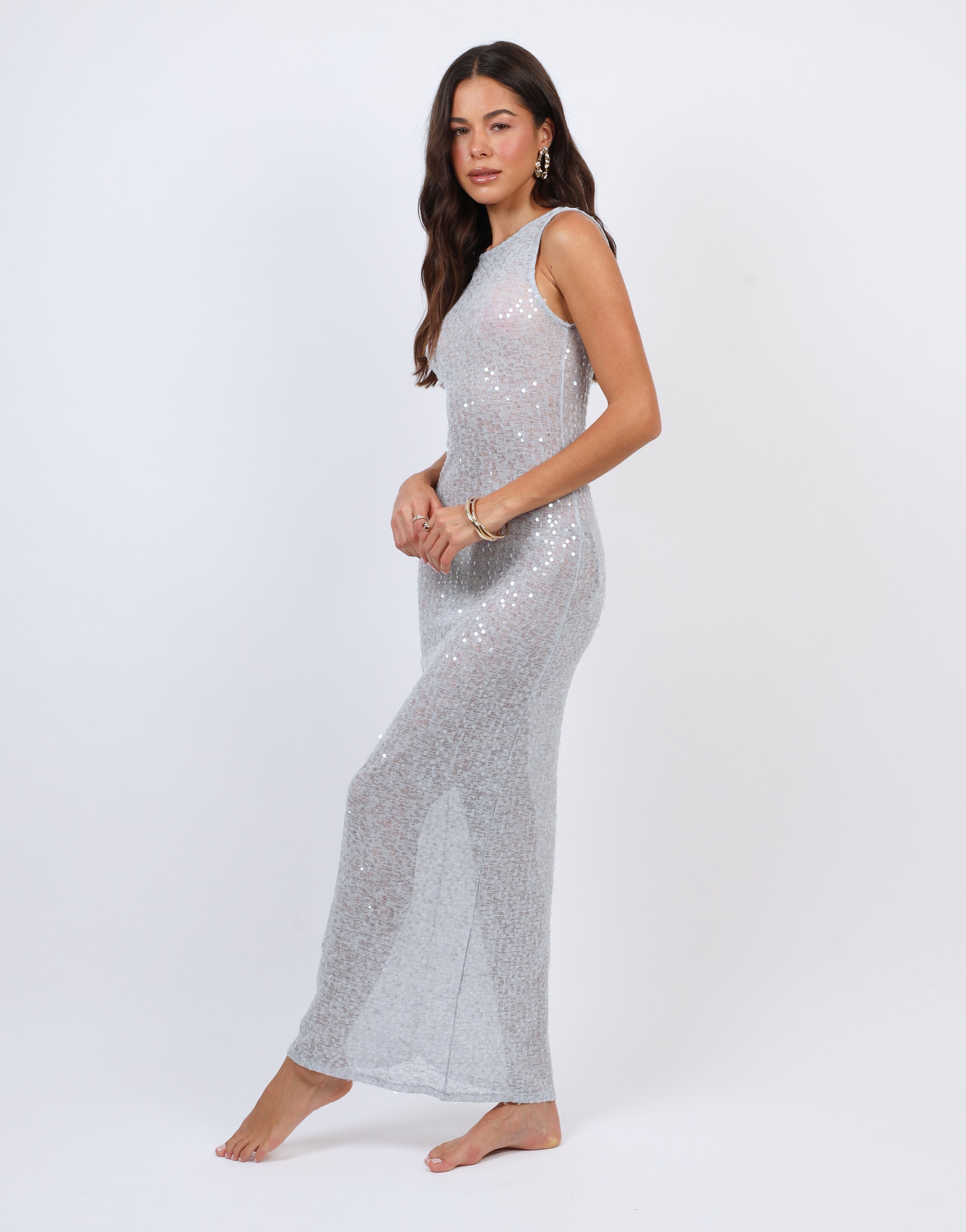 Margot Sheer sequin Beach Maxi Dress | SIMMI London