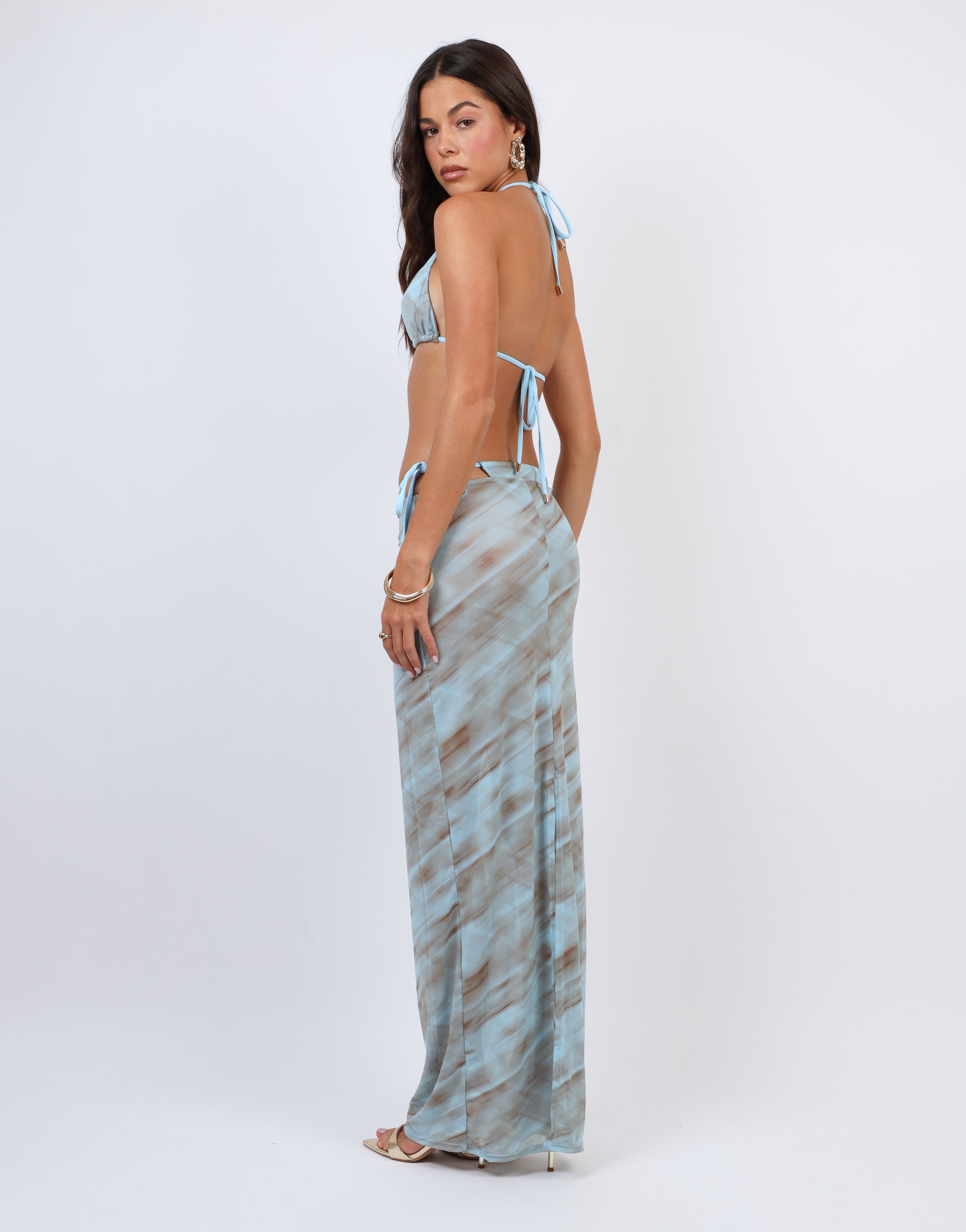 Nalu Abstract Print Mesh Beach Maxi Skirt | SIMMI London