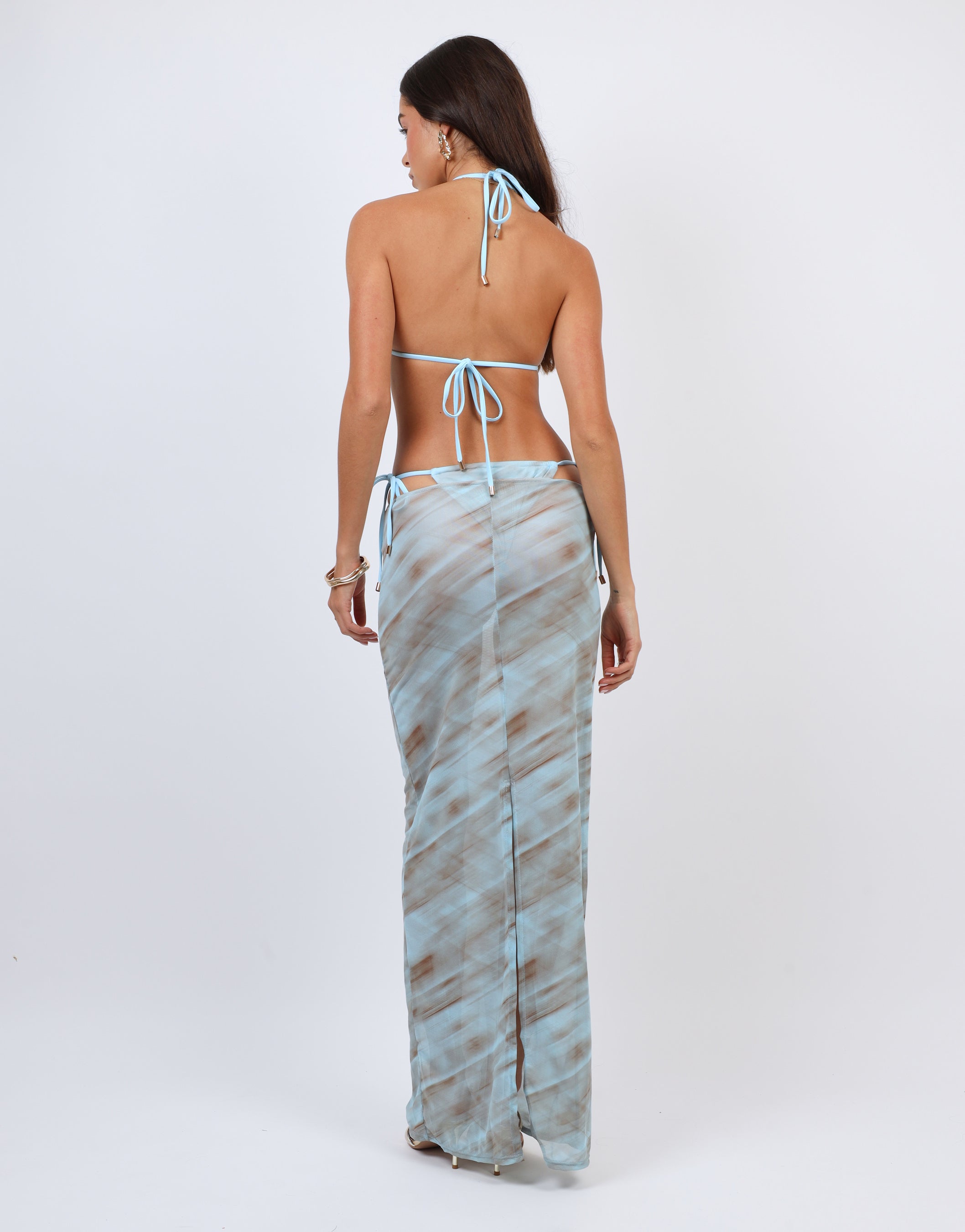 Nalu Abstract Print Mesh Beach Maxi Skirt | SIMMI London