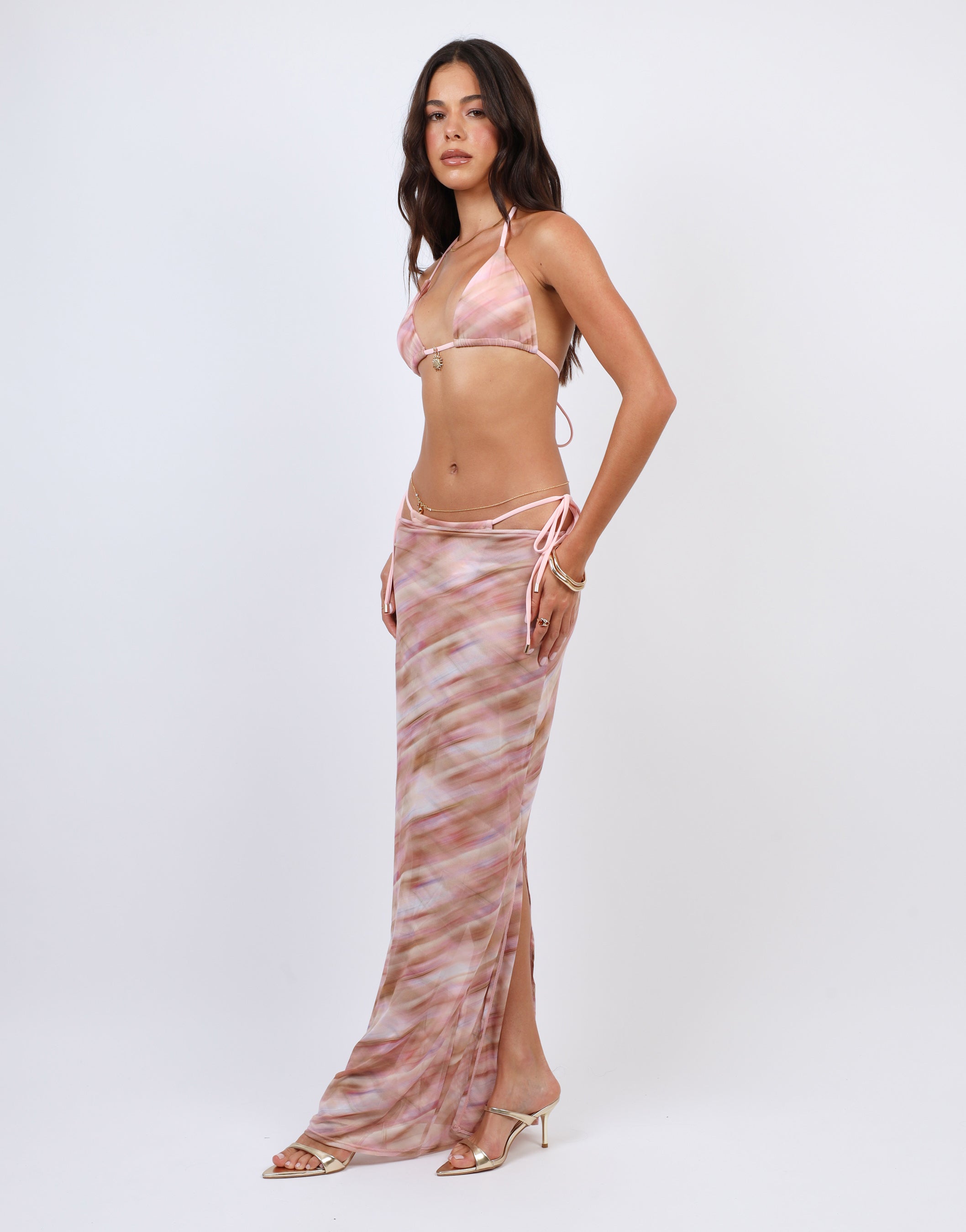 Nalu Abstract Print Mesh Beach Maxi Skirt| SIMMI London