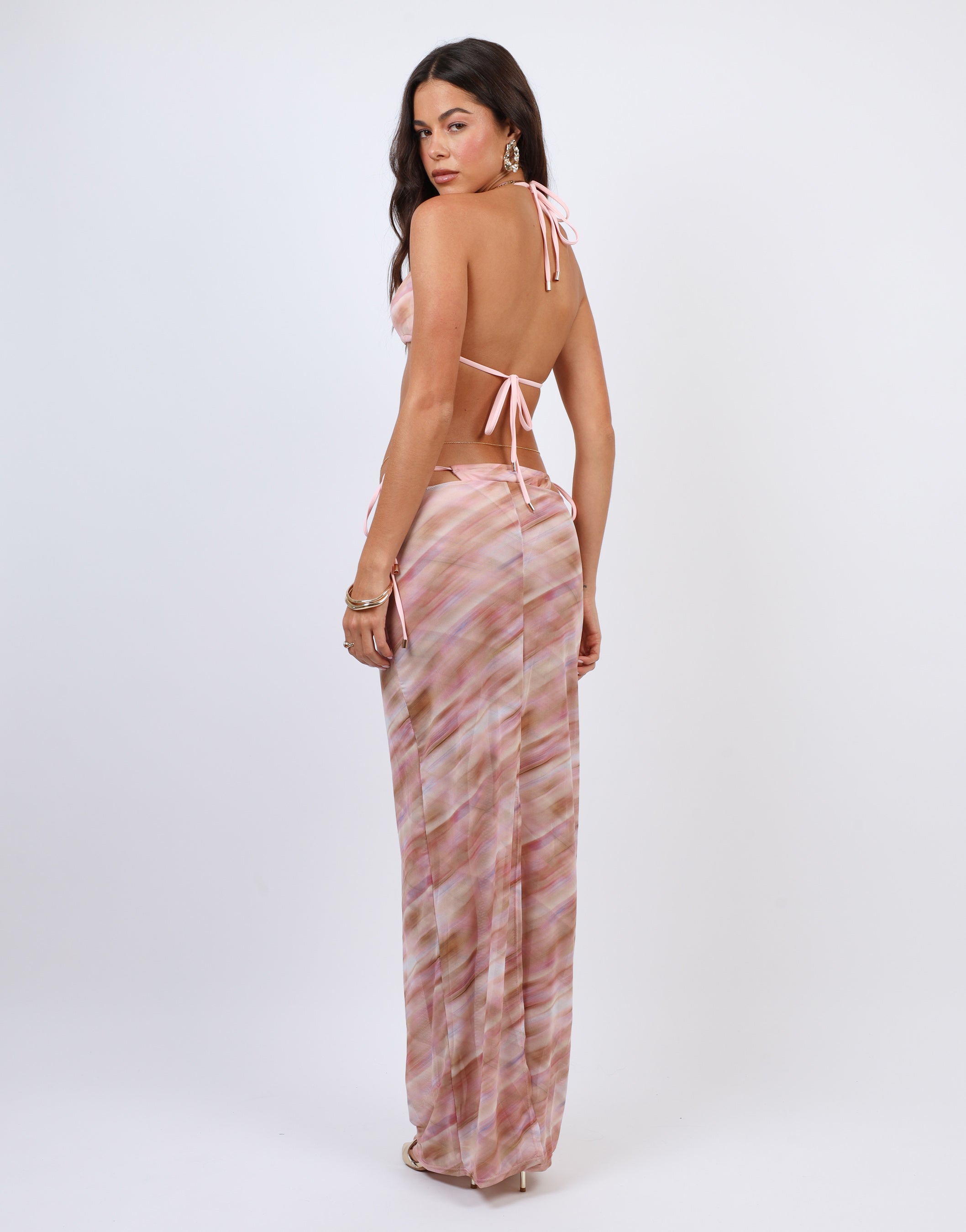Nalu Abstract Print Mesh Beach Maxi Skirt| SIMMI London