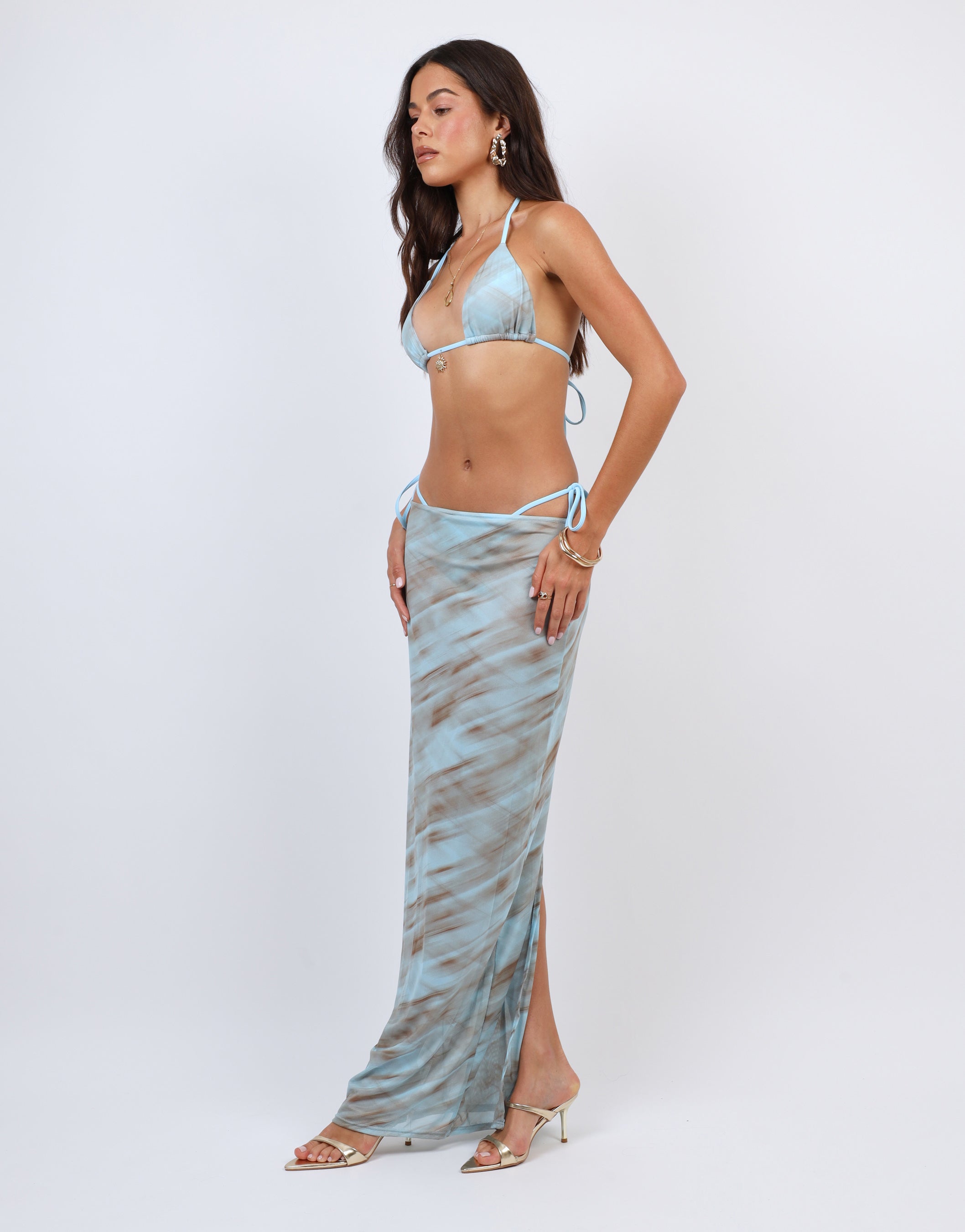Nalu Abstract Print Mesh Beach Maxi Skirt | SIMMI London