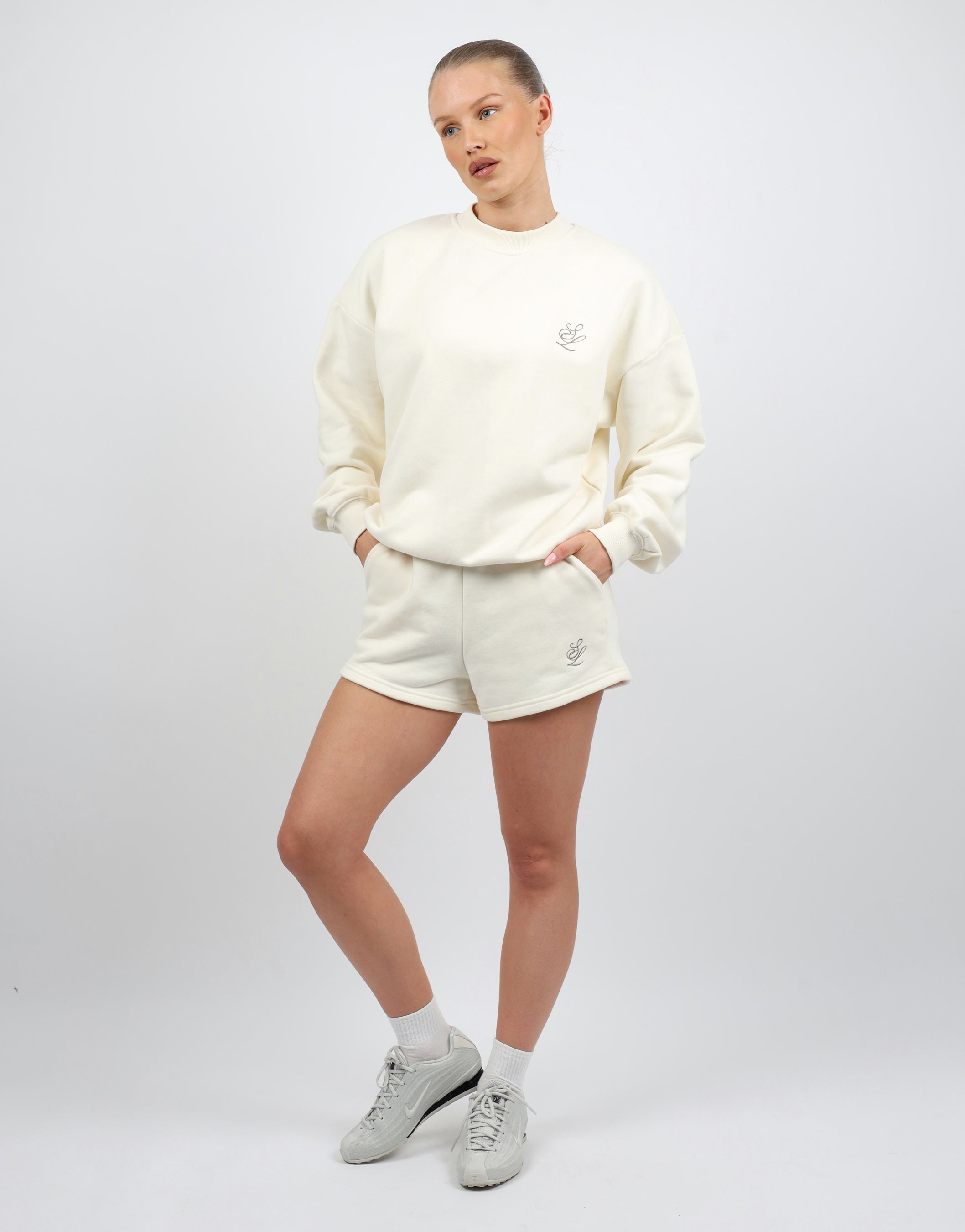Cove Simmi Studios Embroidered Logo Sweatshirt In Cream | SIMMI Studios 