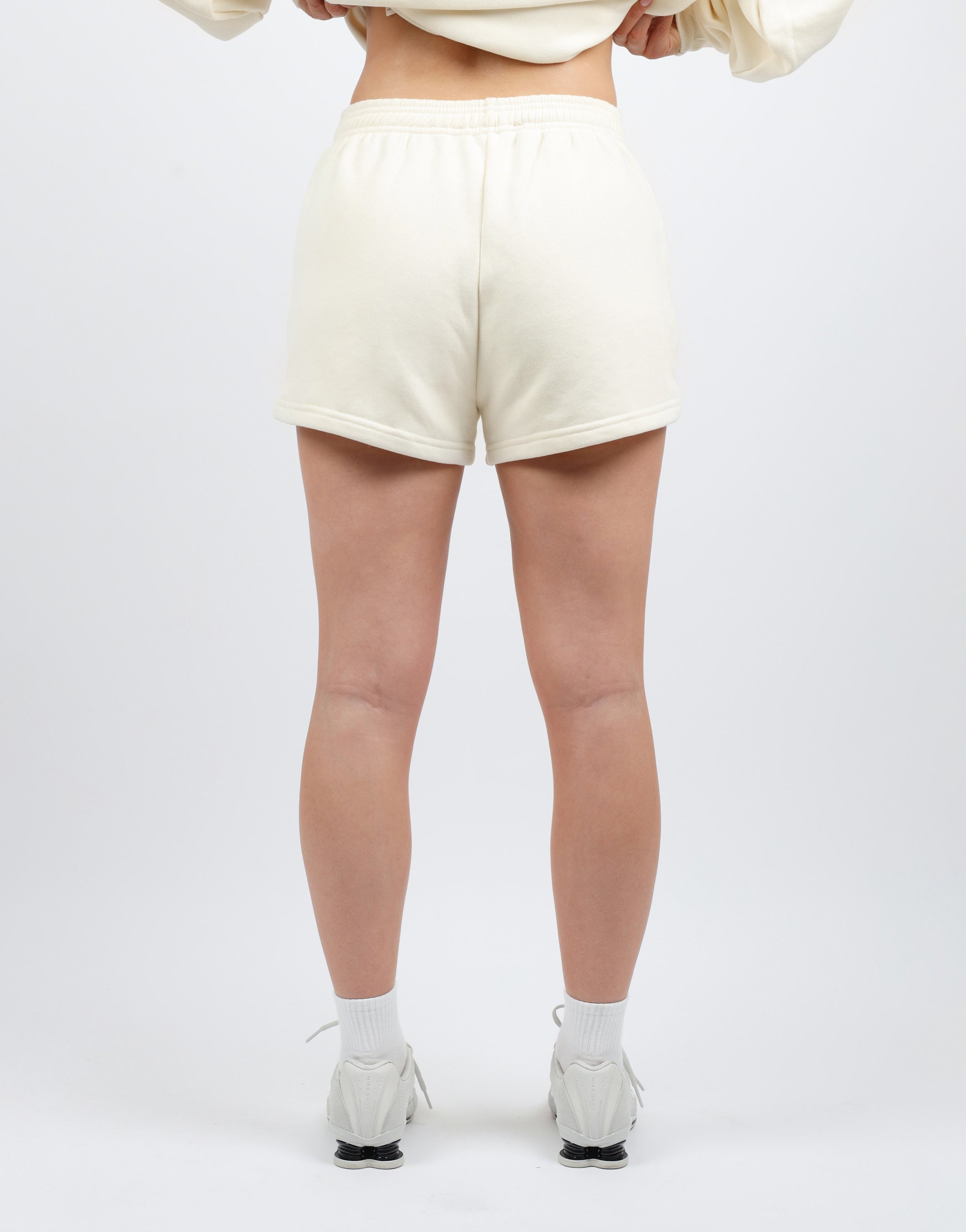 Riva Simmi Studios Embroidered Logo Shorts In Cream | Simmi London
