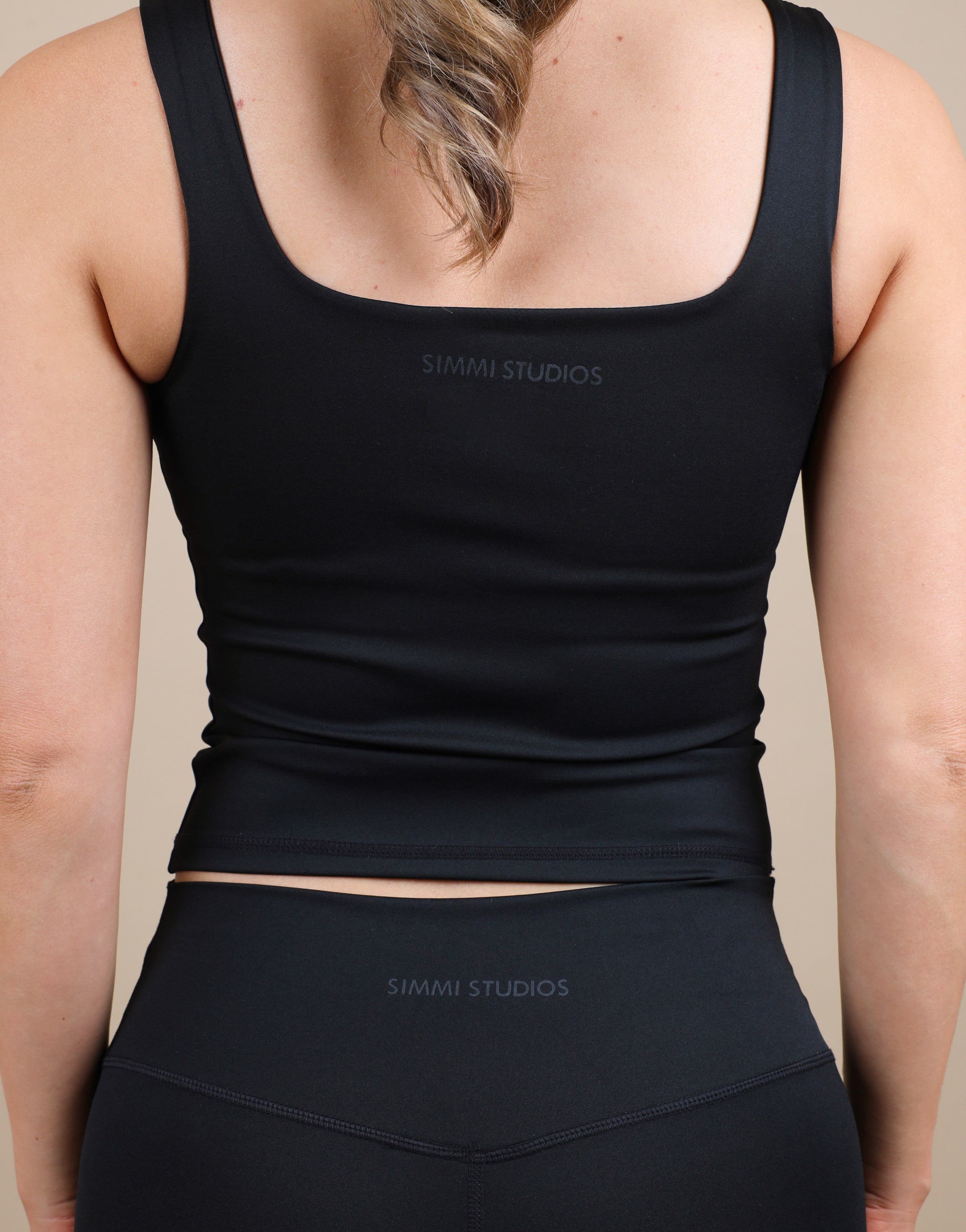 Rhea Square Neck Tank Top In Black | SIMMI London