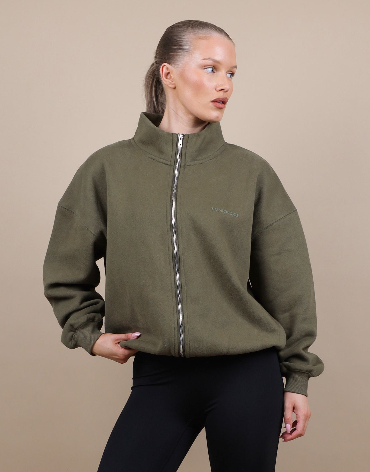 Bronte Simmi Studios Zip Through Funnel Neck Sweatshirt  | SIMMI London