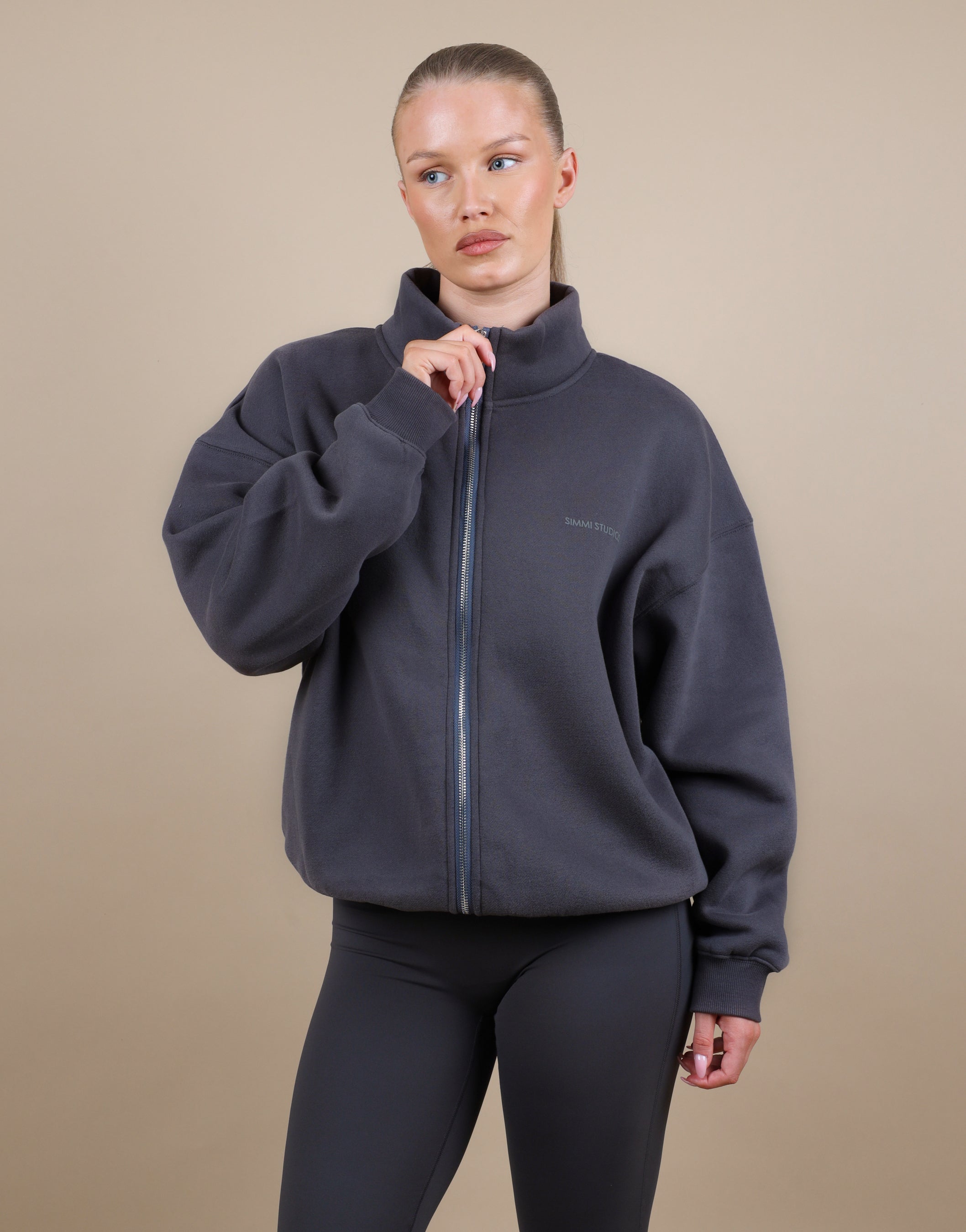 Bronte Simmi Studios Zip Through Funnel Neck Sweatshirt | SIMMI London