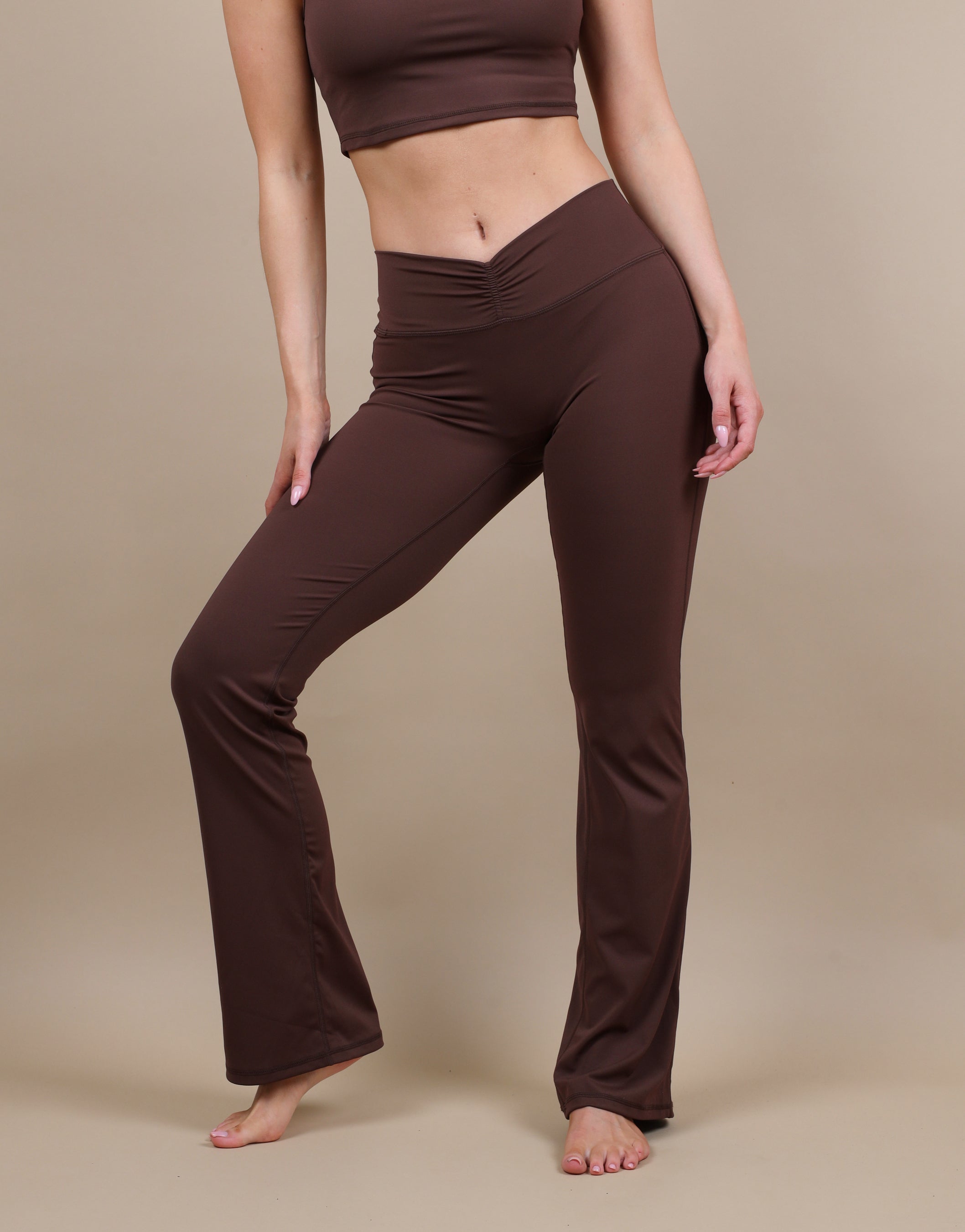 Cleo Ruched Front Flared Leggings | SIMMI London