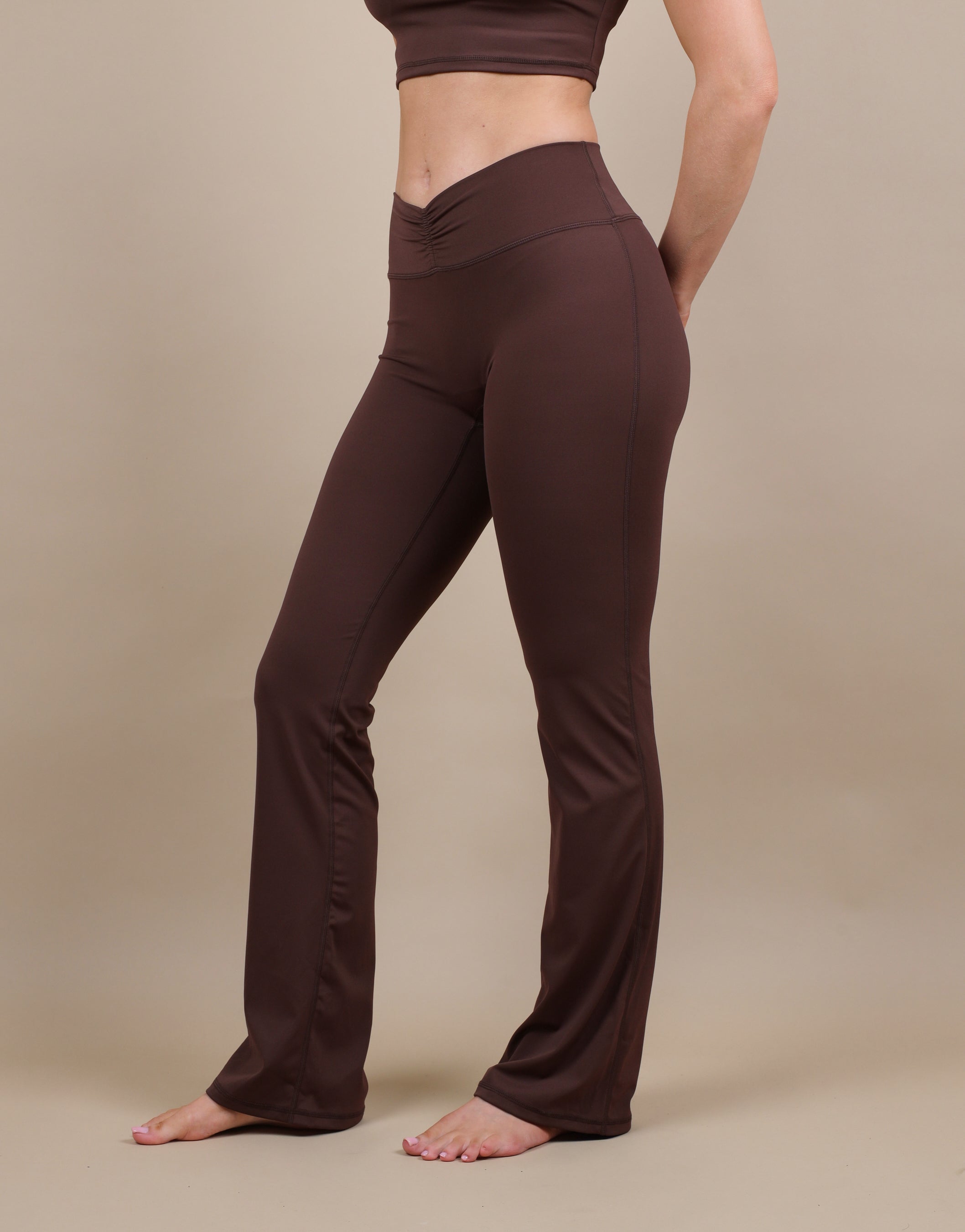 Cleo Ruched Front Flared Leggings | SIMMI London