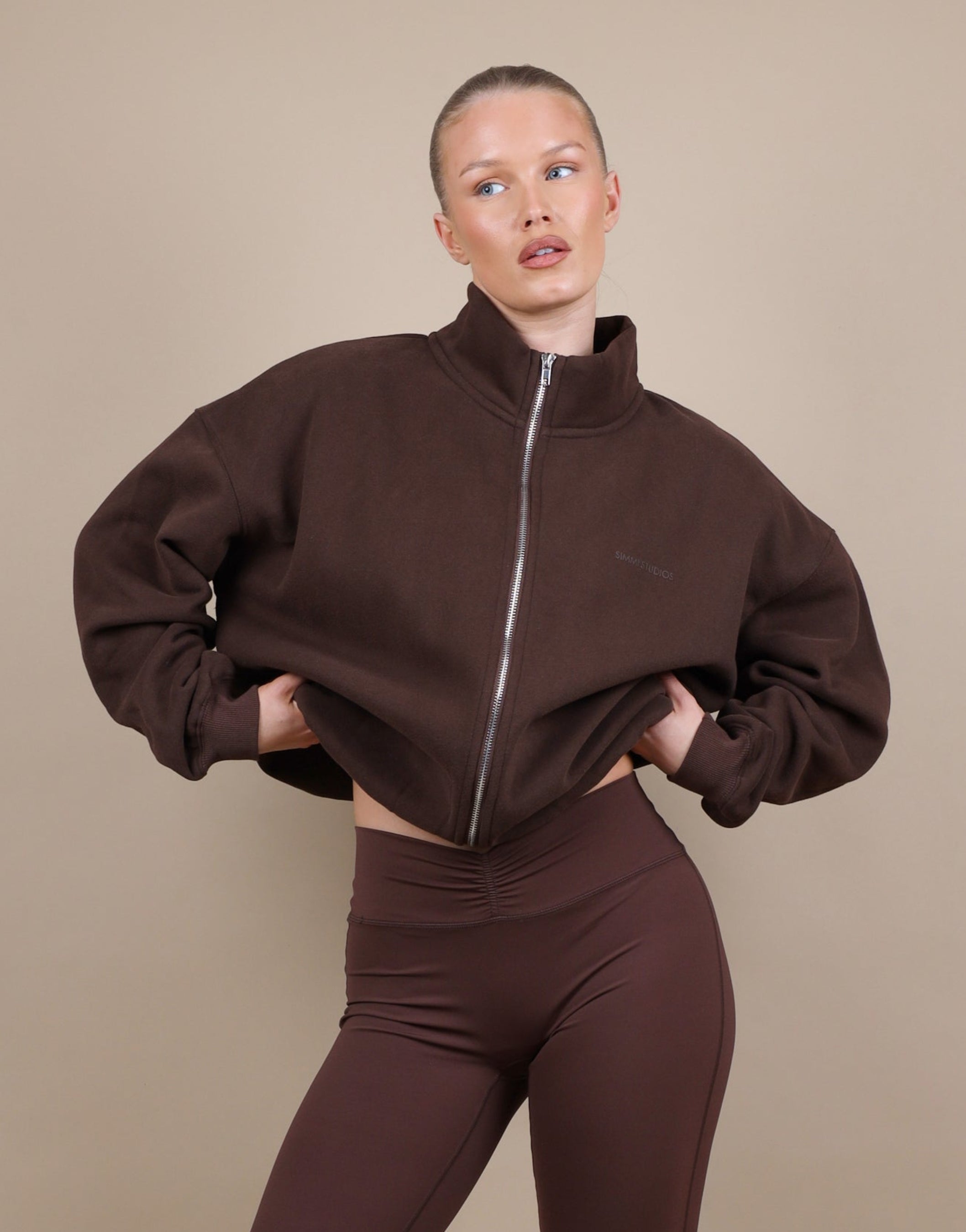 Bronte Simmi Studios Zip Through Funnel Neck Sweatshirt | SIMMI London
