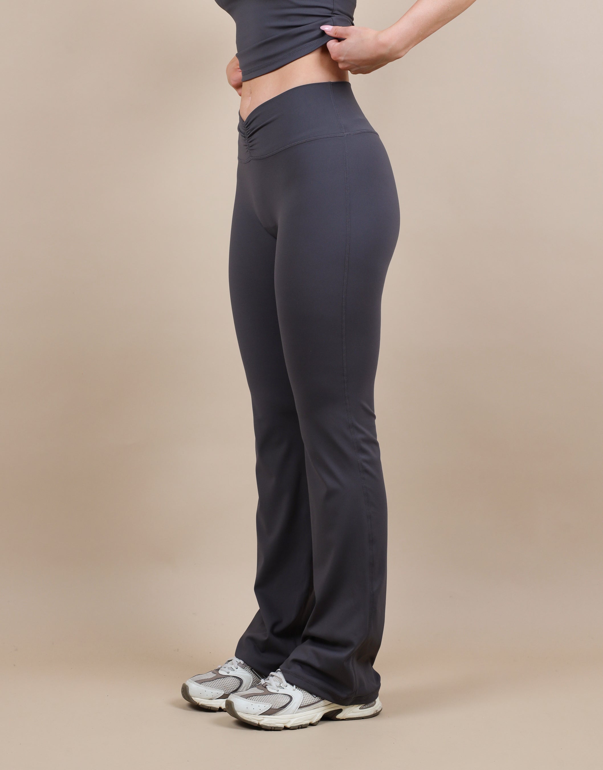Cleo Ruched Front Flared Leggings | SIMMI London