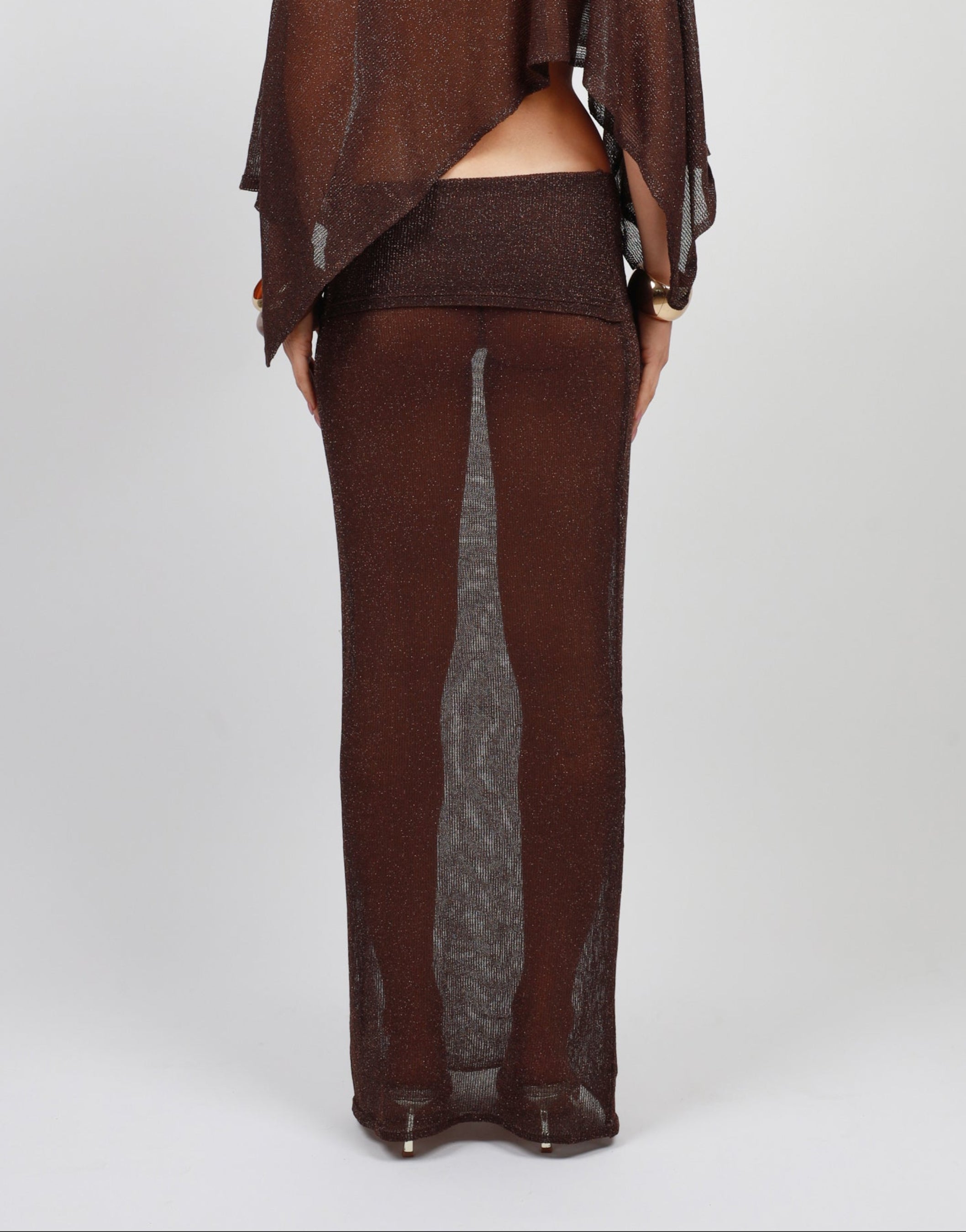 Elis Foldover Knit Maxi in Brown | SIMMI London