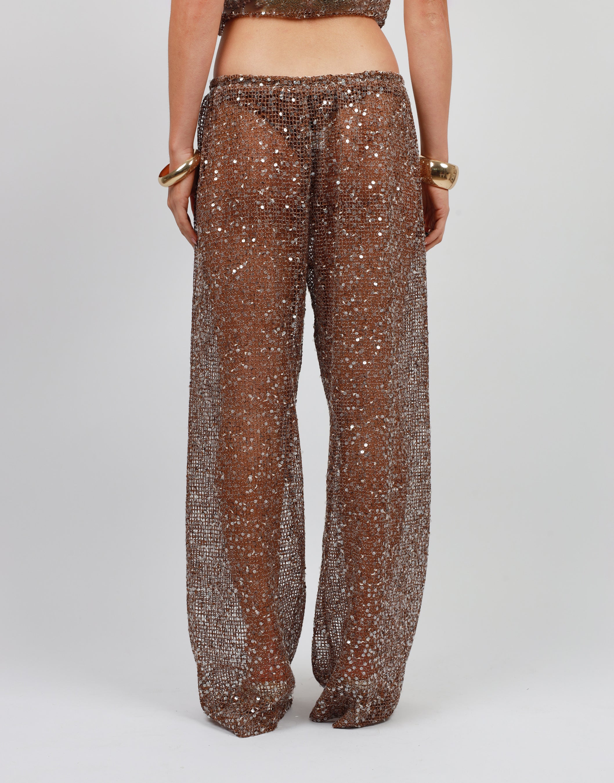 Beau Sequin Beach Trouser in Brown | SIMMI London