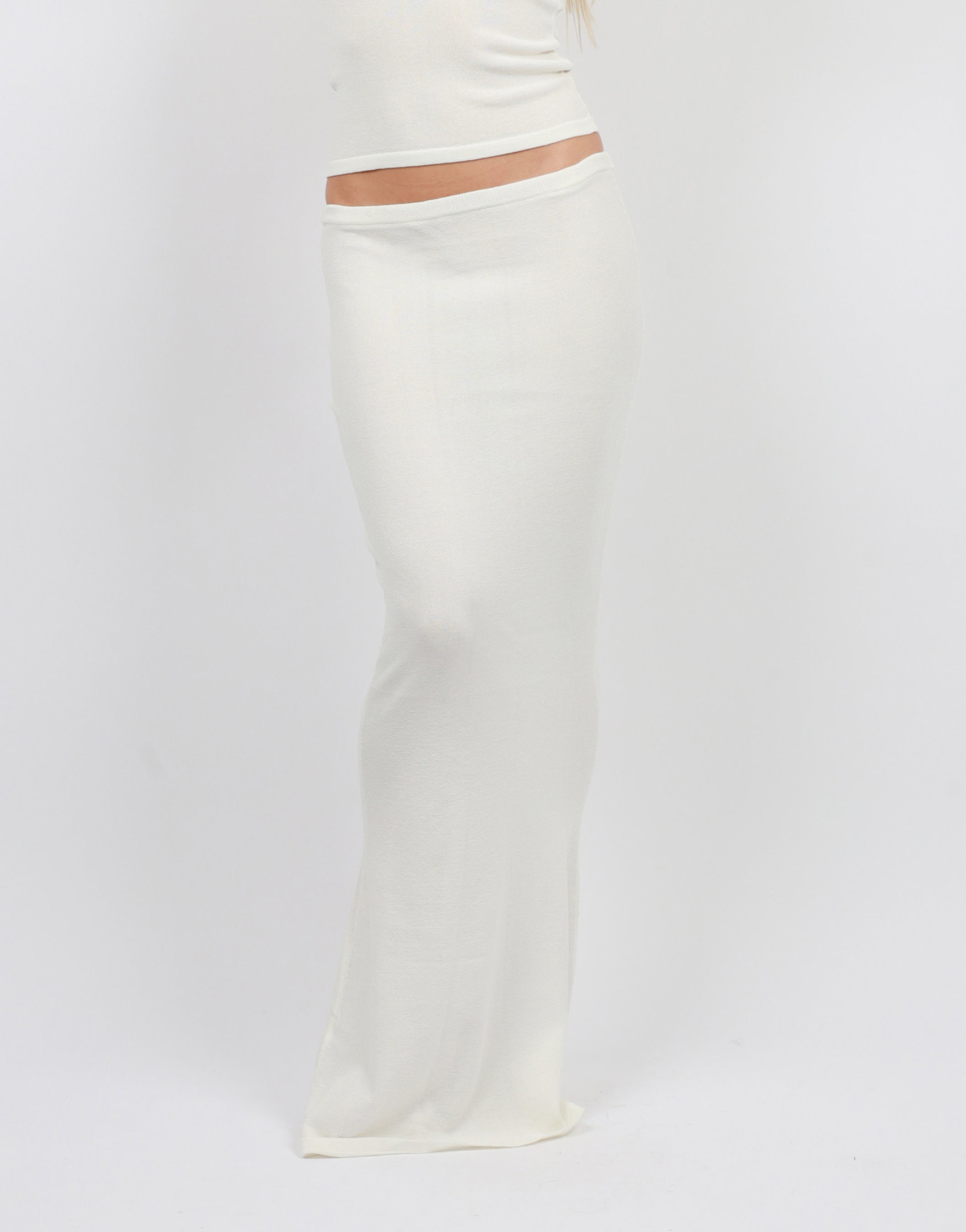 Ocean Knit Maxi Skirt In Cream | SIMMI London
