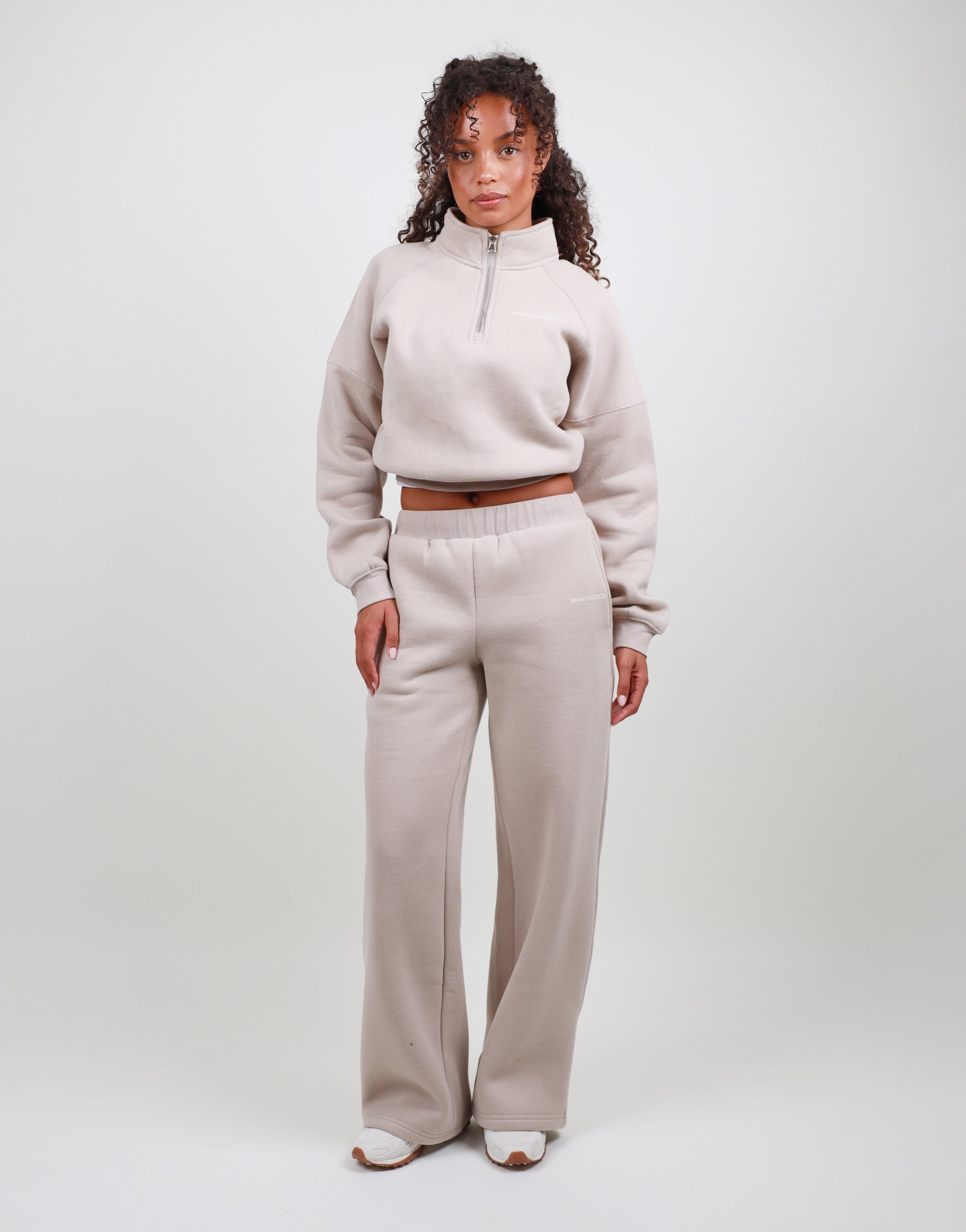 Violette Half Zip Sweatshirt in Stone