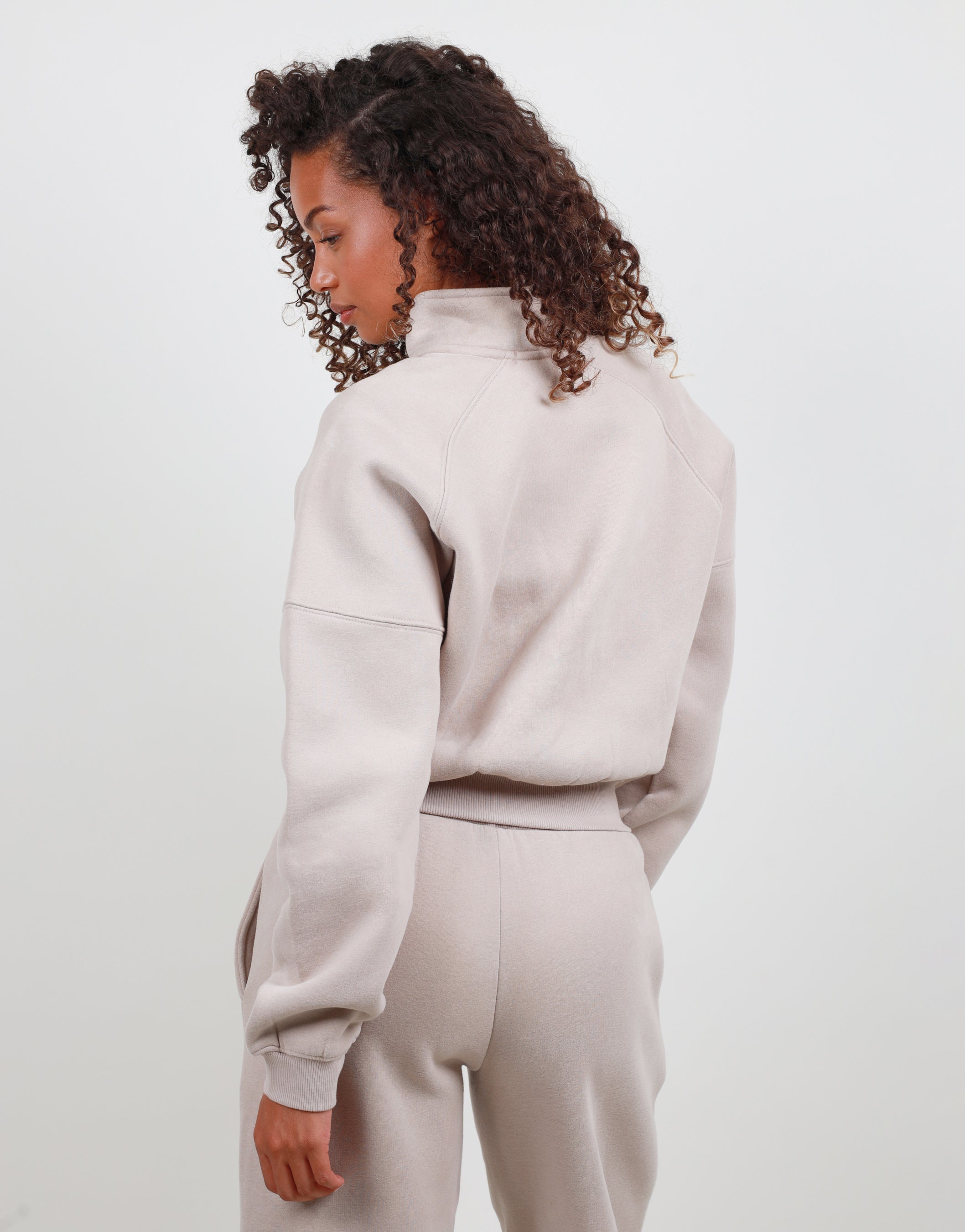 Violette Half Zip Sweatshirt in Stone