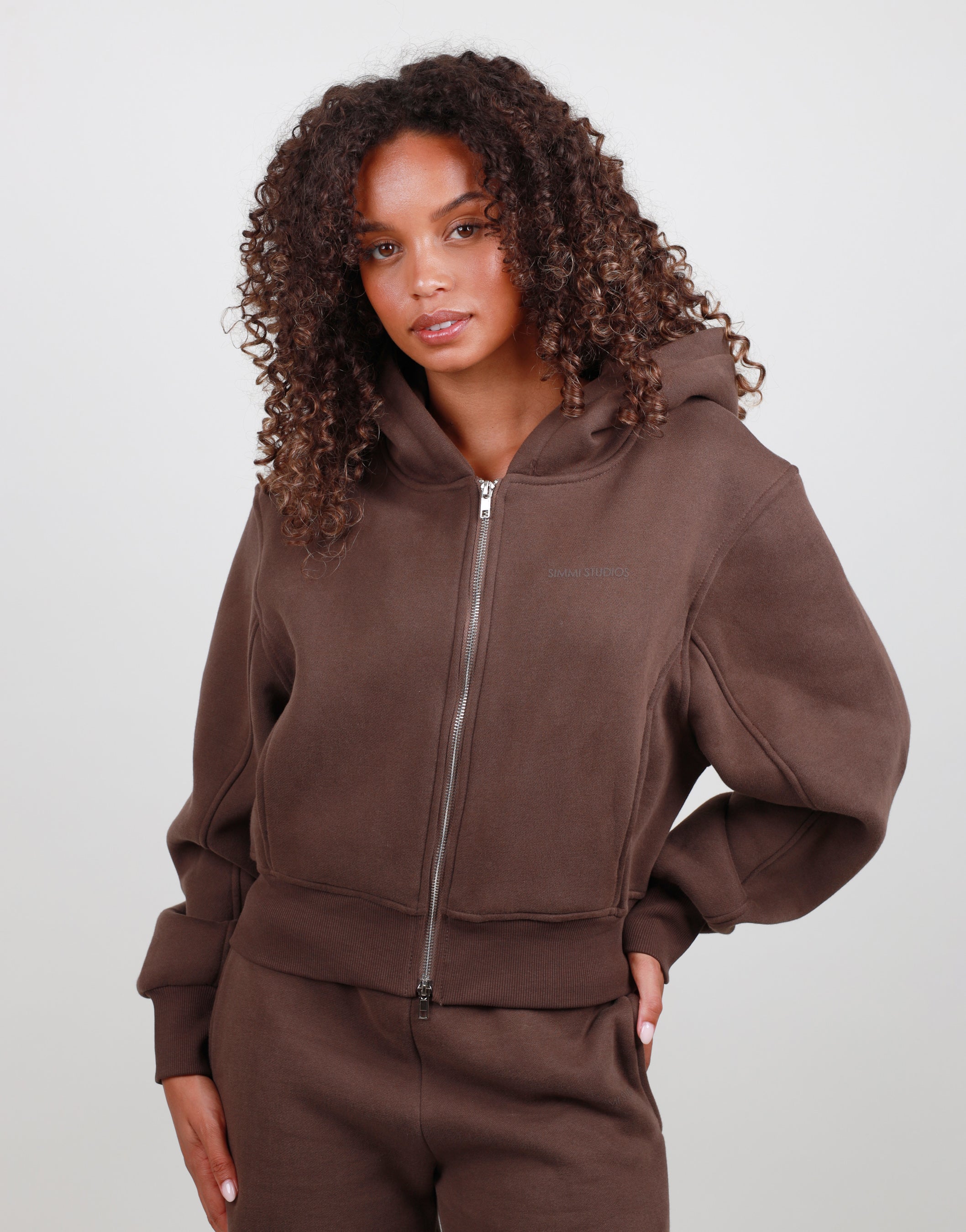 Amalia Zip Hoodie in Brown