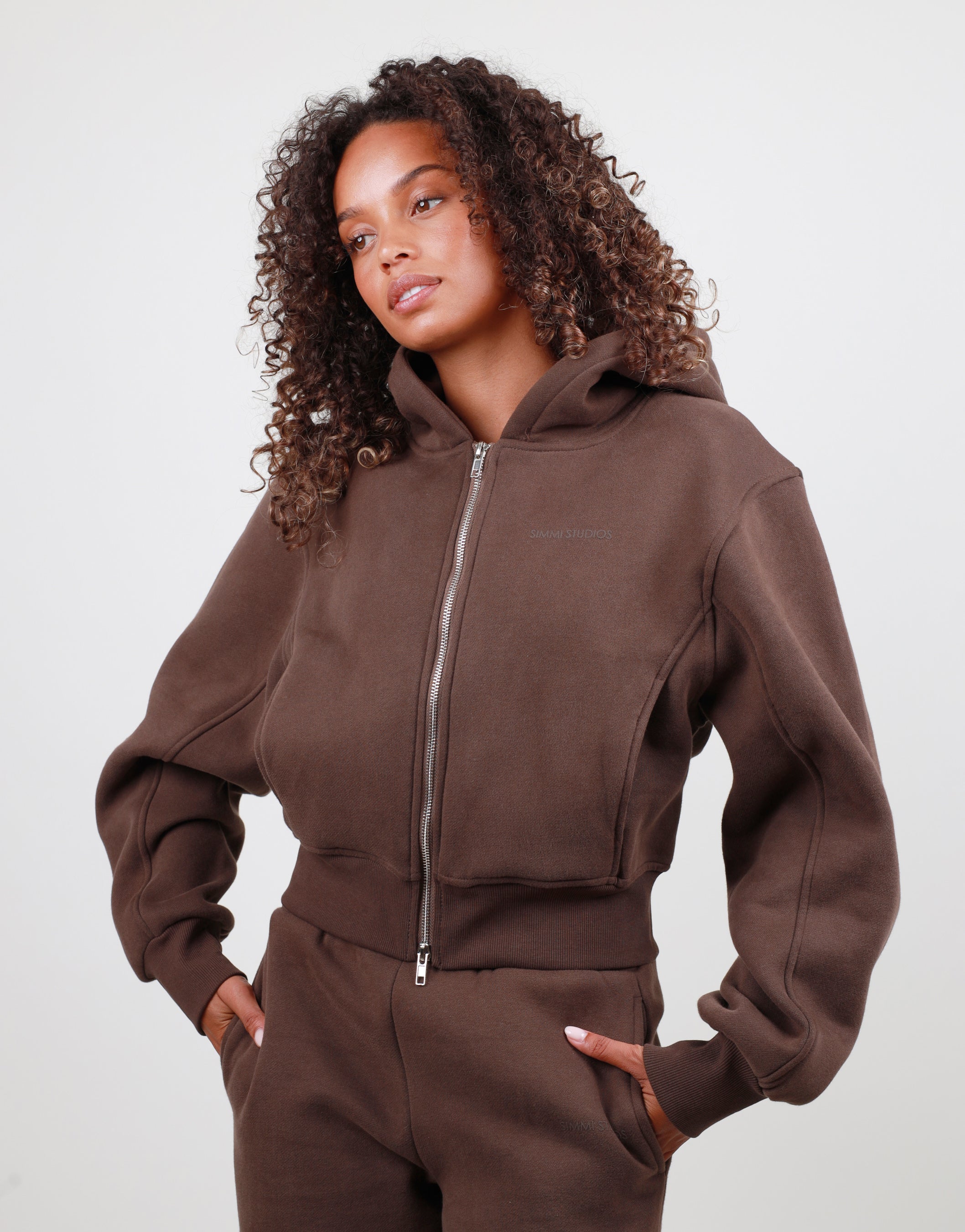 Amalia Zip Hoodie in Brown